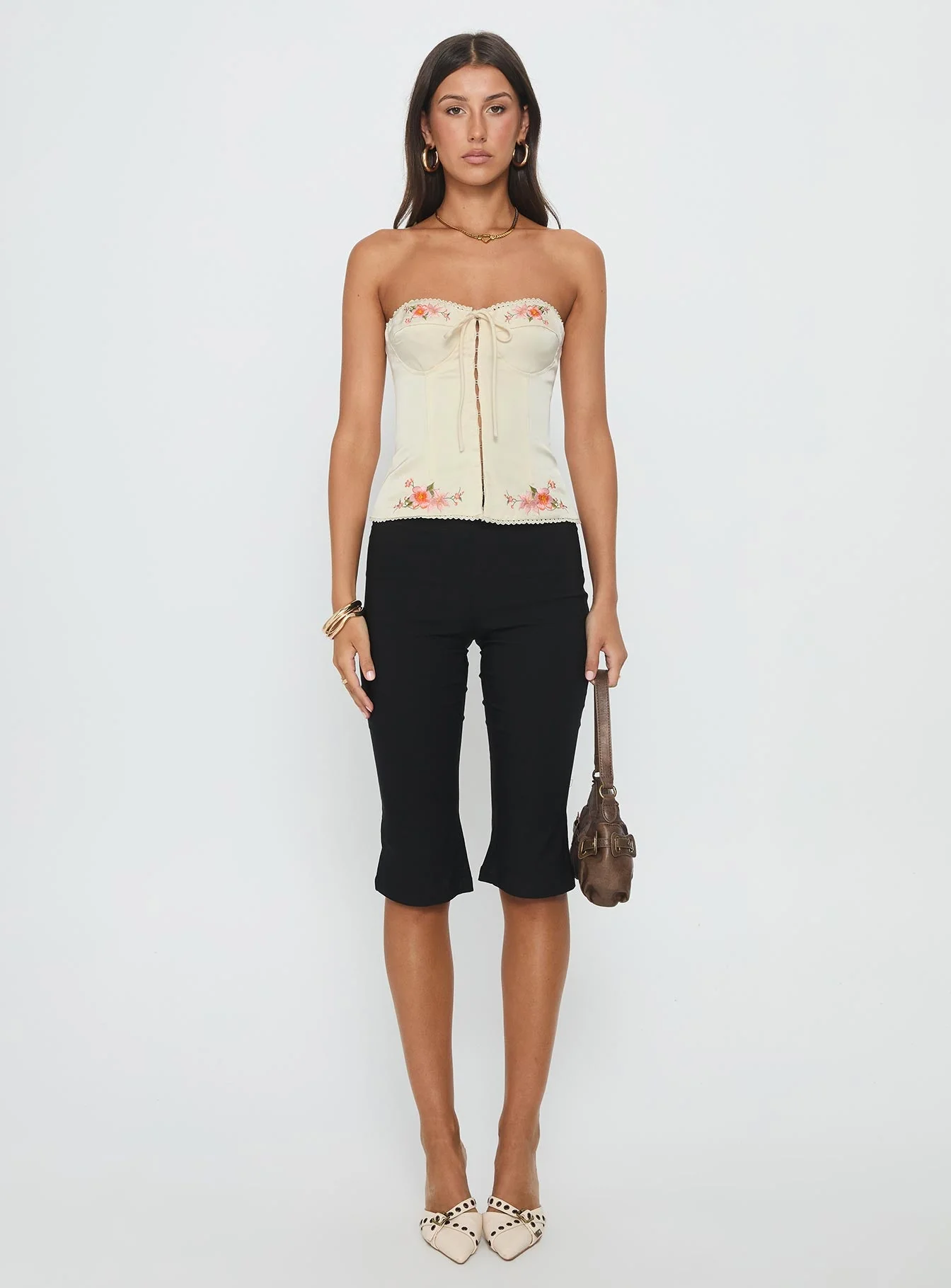 Jazzy Strapless Corset Top Cream Floral - Image 7