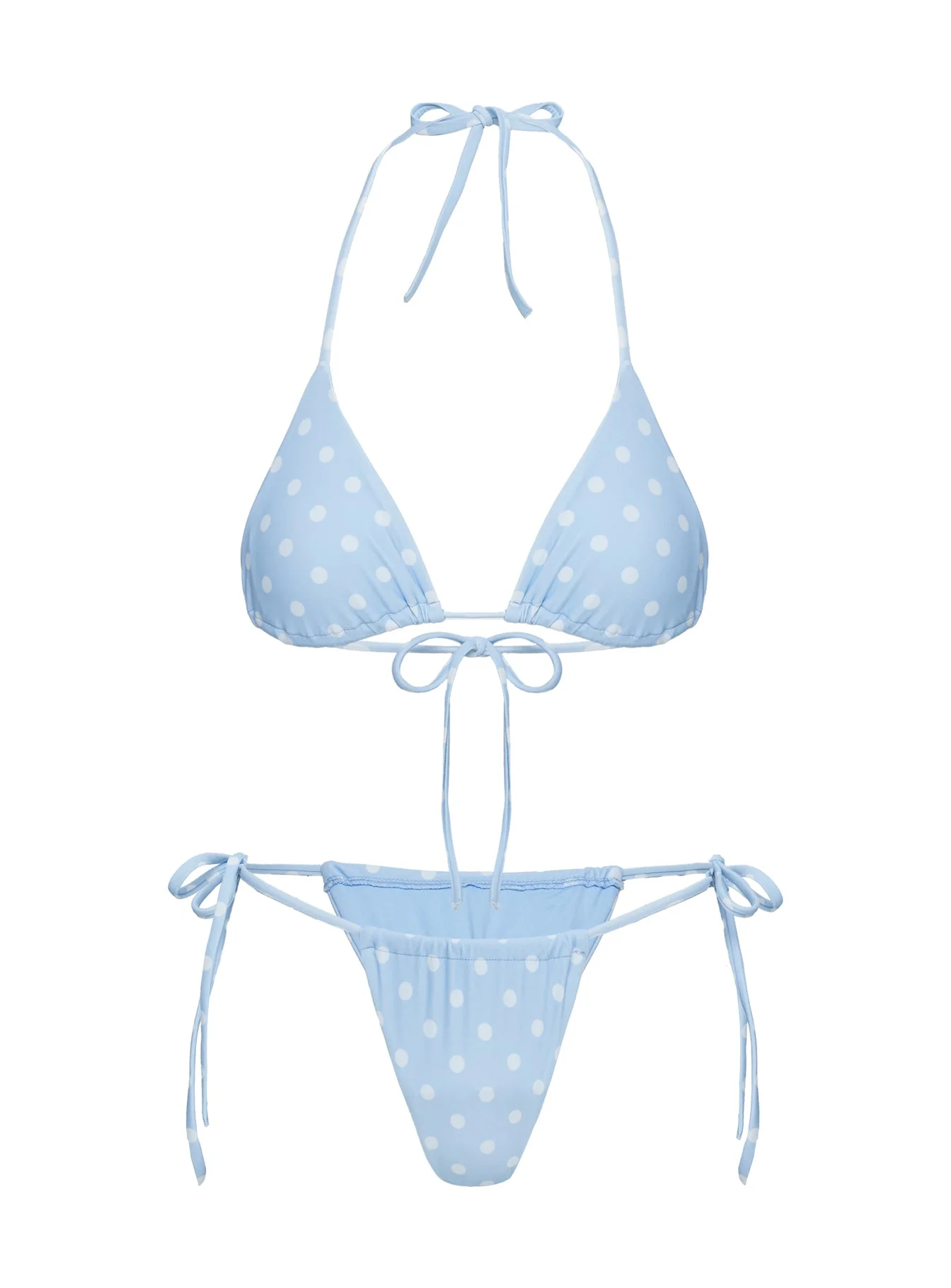 Jenner Tie Side Ruched Bikini Bottom Blue / Polka Dot - Image 5
