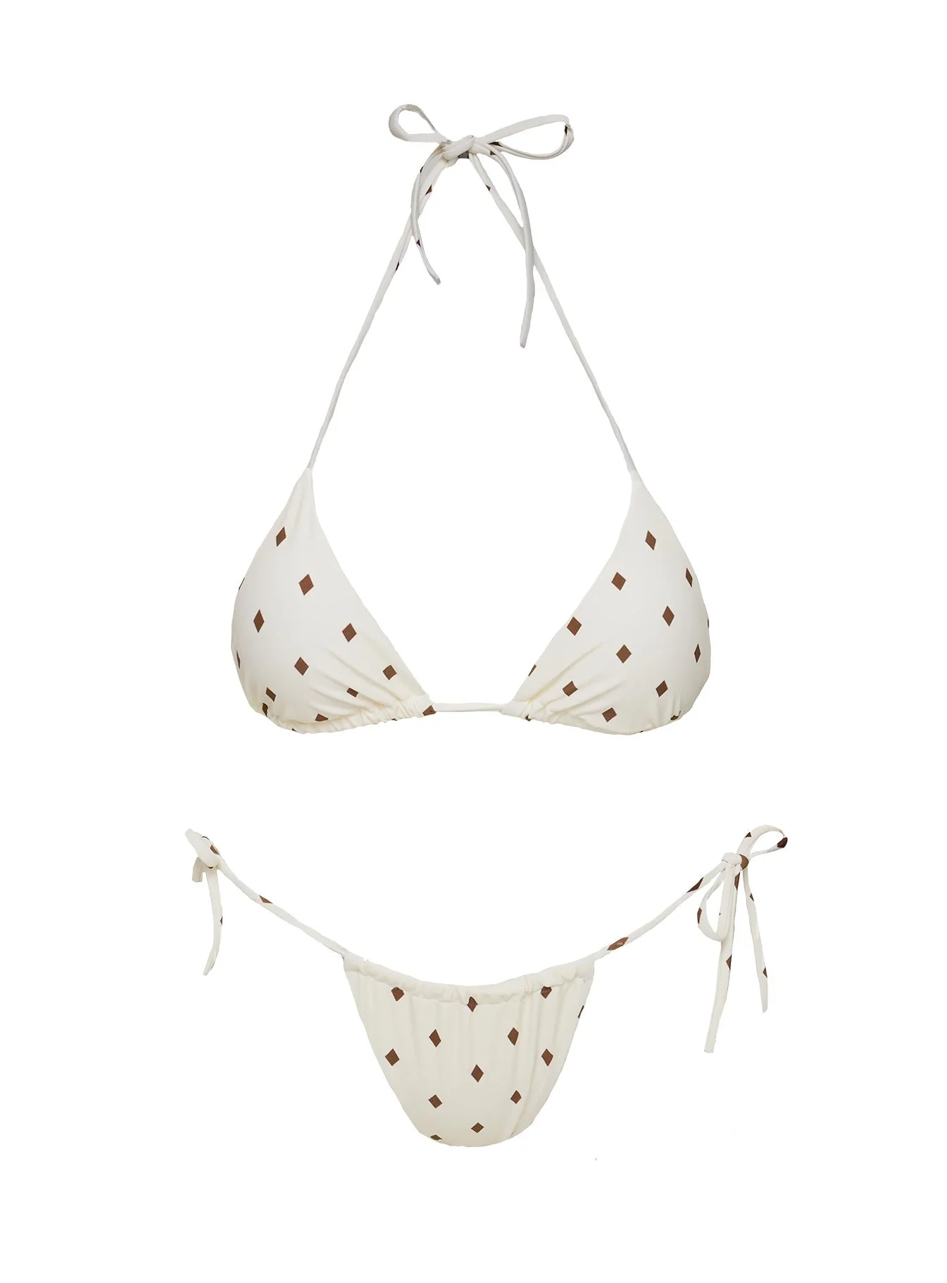 Jenner Tie Side Ruched Bikini Bottom White Diamond - Image 5