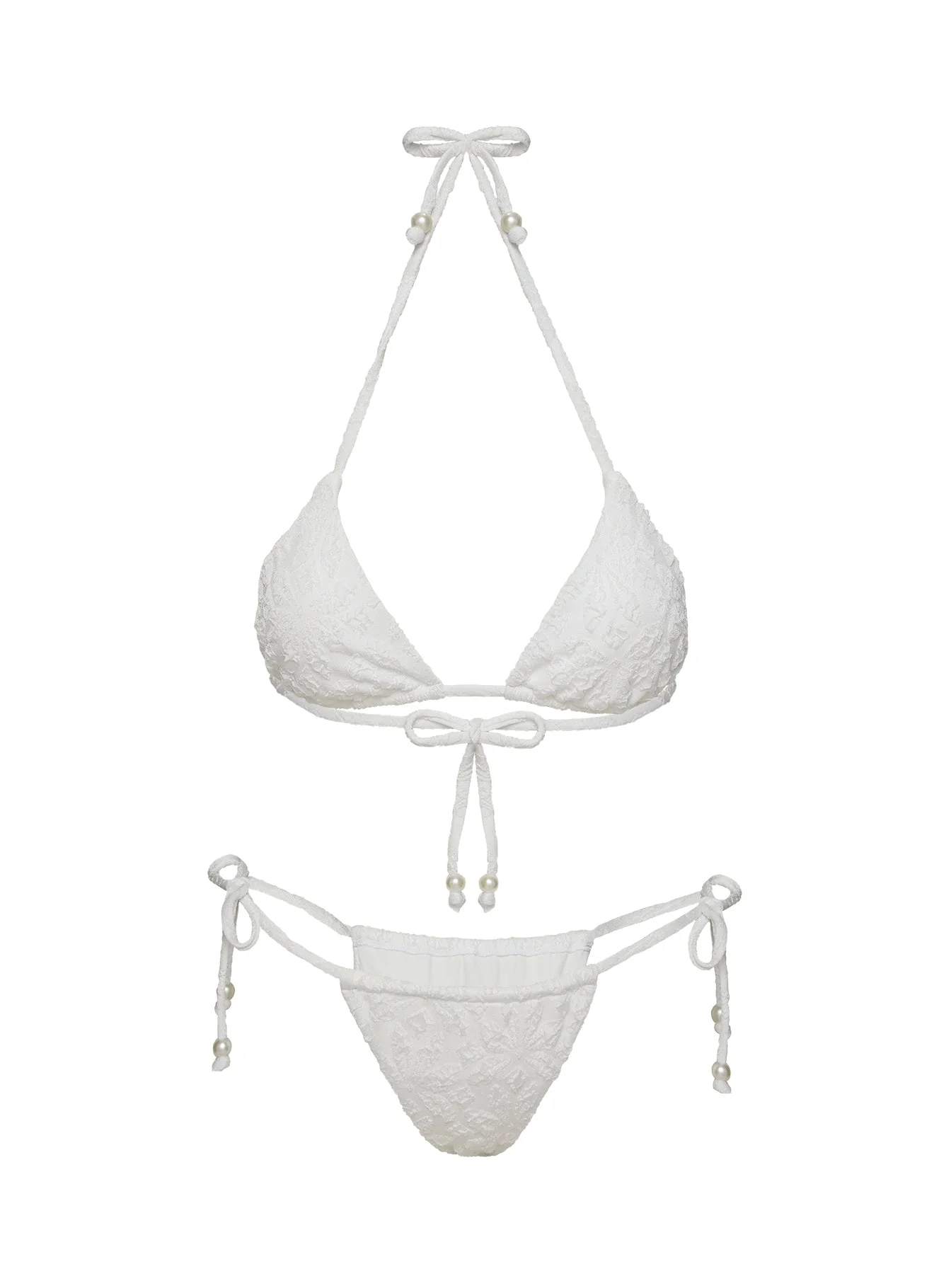 Jenner Tie Side Ruched Bikini Bottom White Flower - Image 5