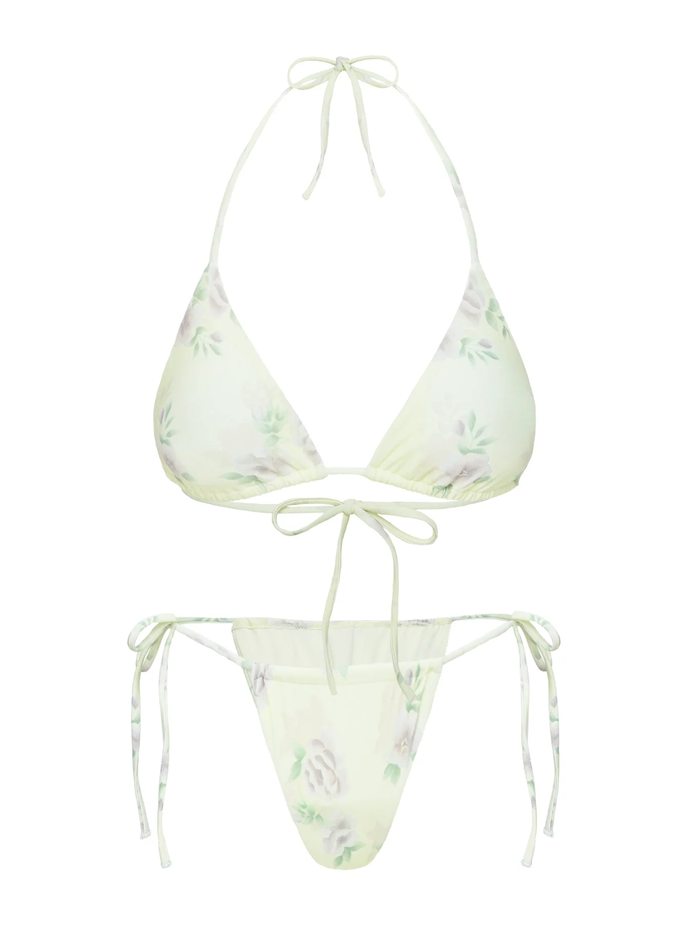 Jenner Tie Side Ruched Bikini Bottom Yellow / Purple Floral - Image 5