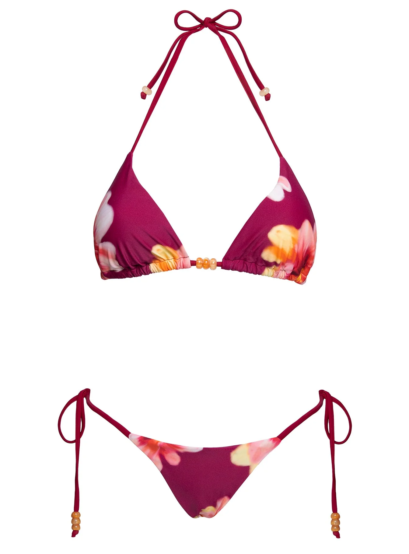 Jenner Triangle Bikini Top Burgundy Floral - Image 5