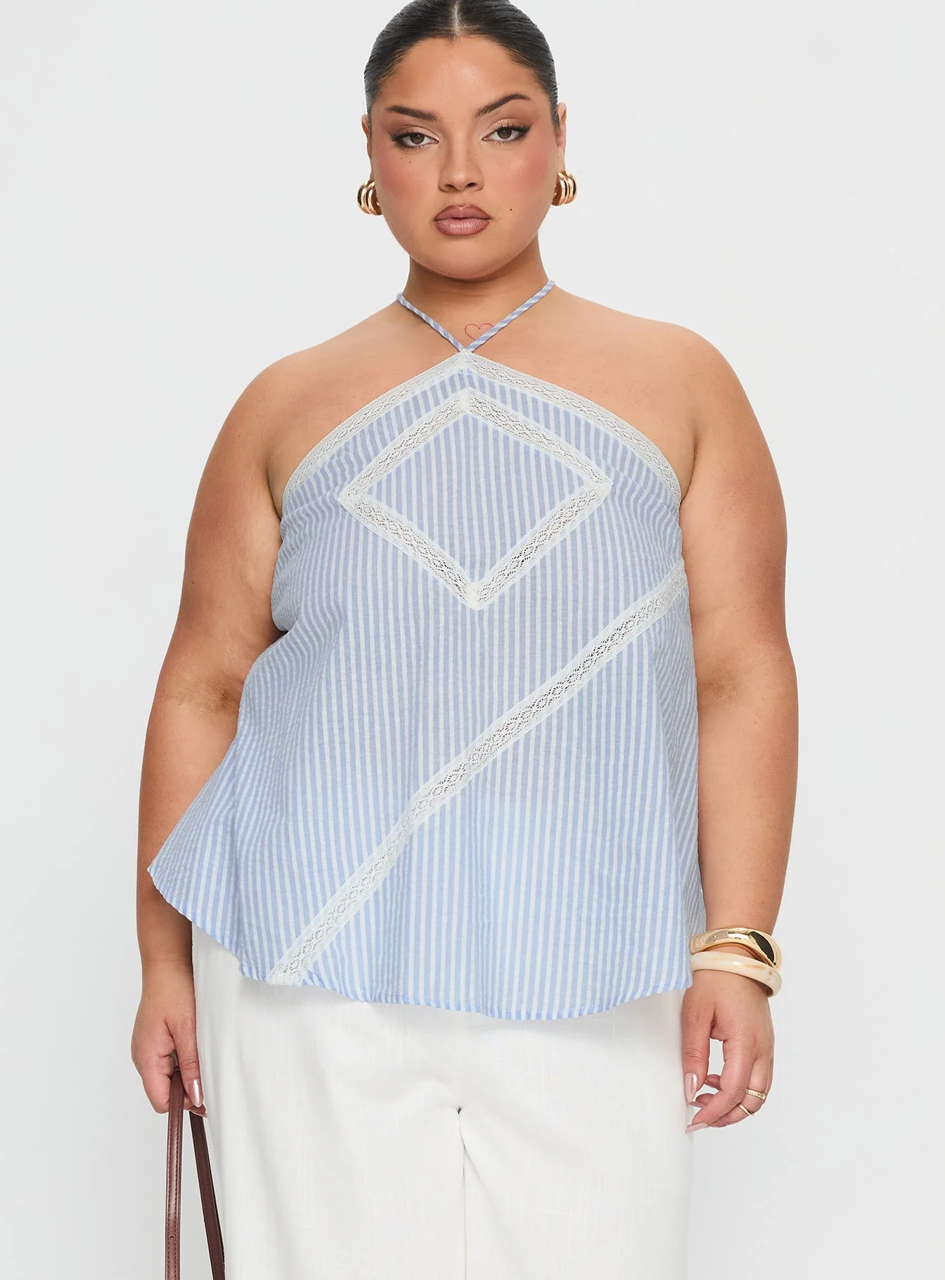 Jezabele Halter Top Blue Stripe Curve - Image 2