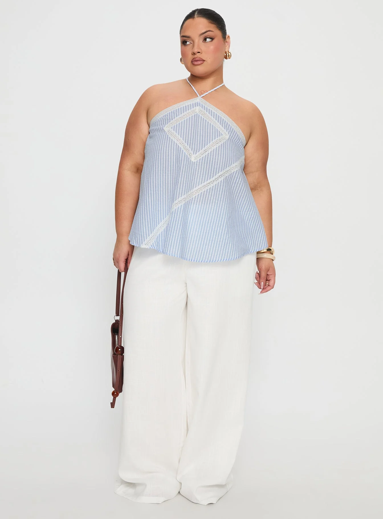 Jezabele Halter Top Blue Stripe Curve - Image 3