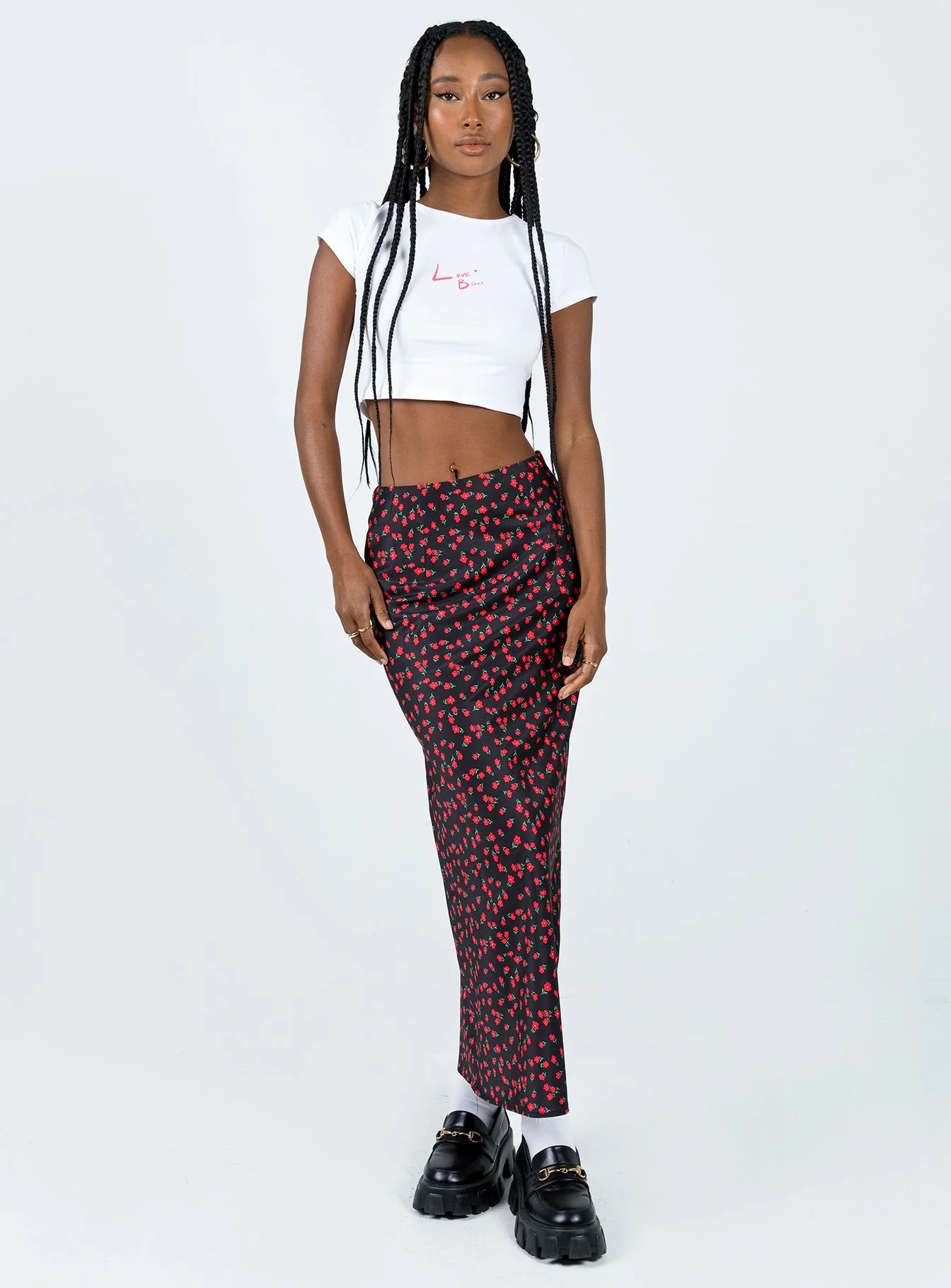 Jodie Maxi Skirt Black Floral - Image 3