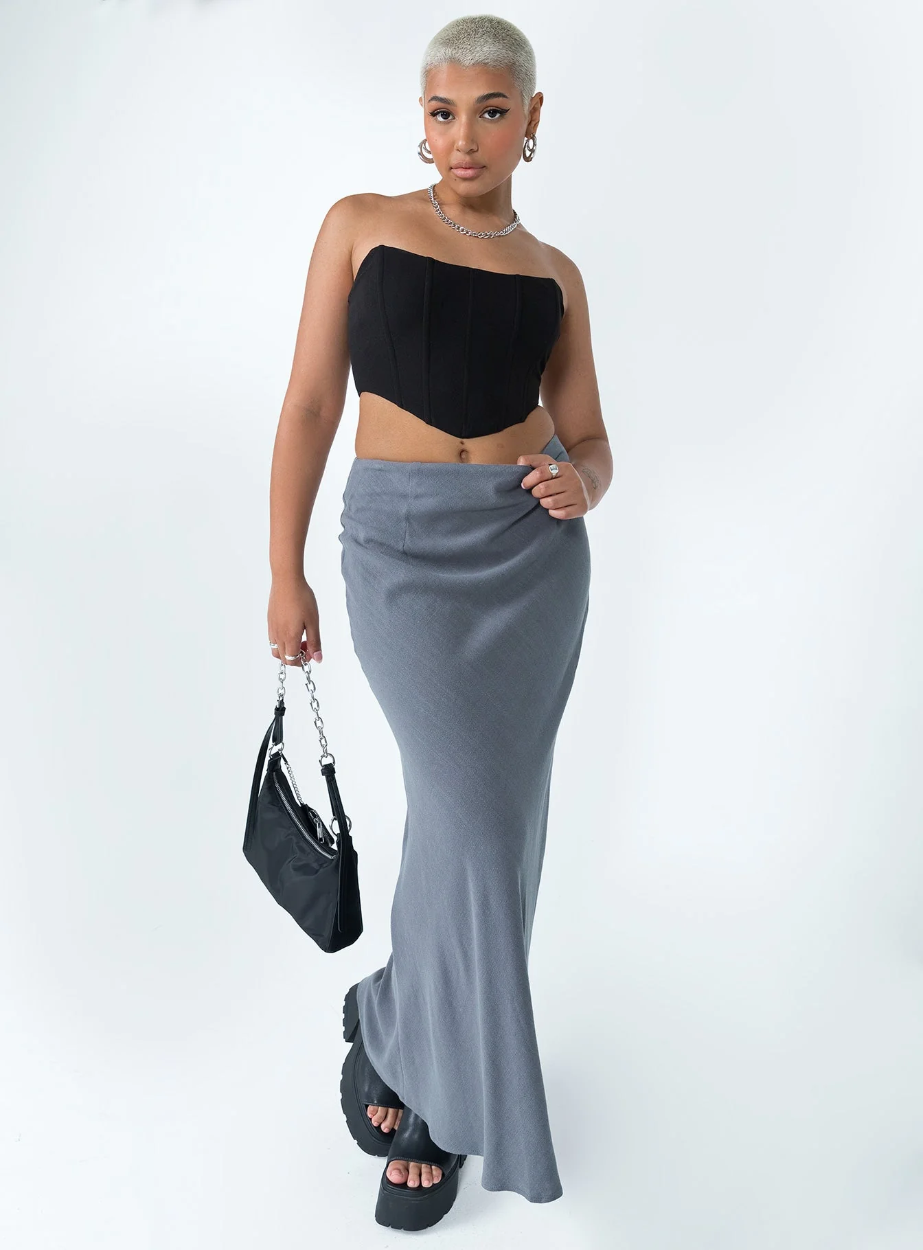 Jodie Maxi Skirt Grey - Image 2