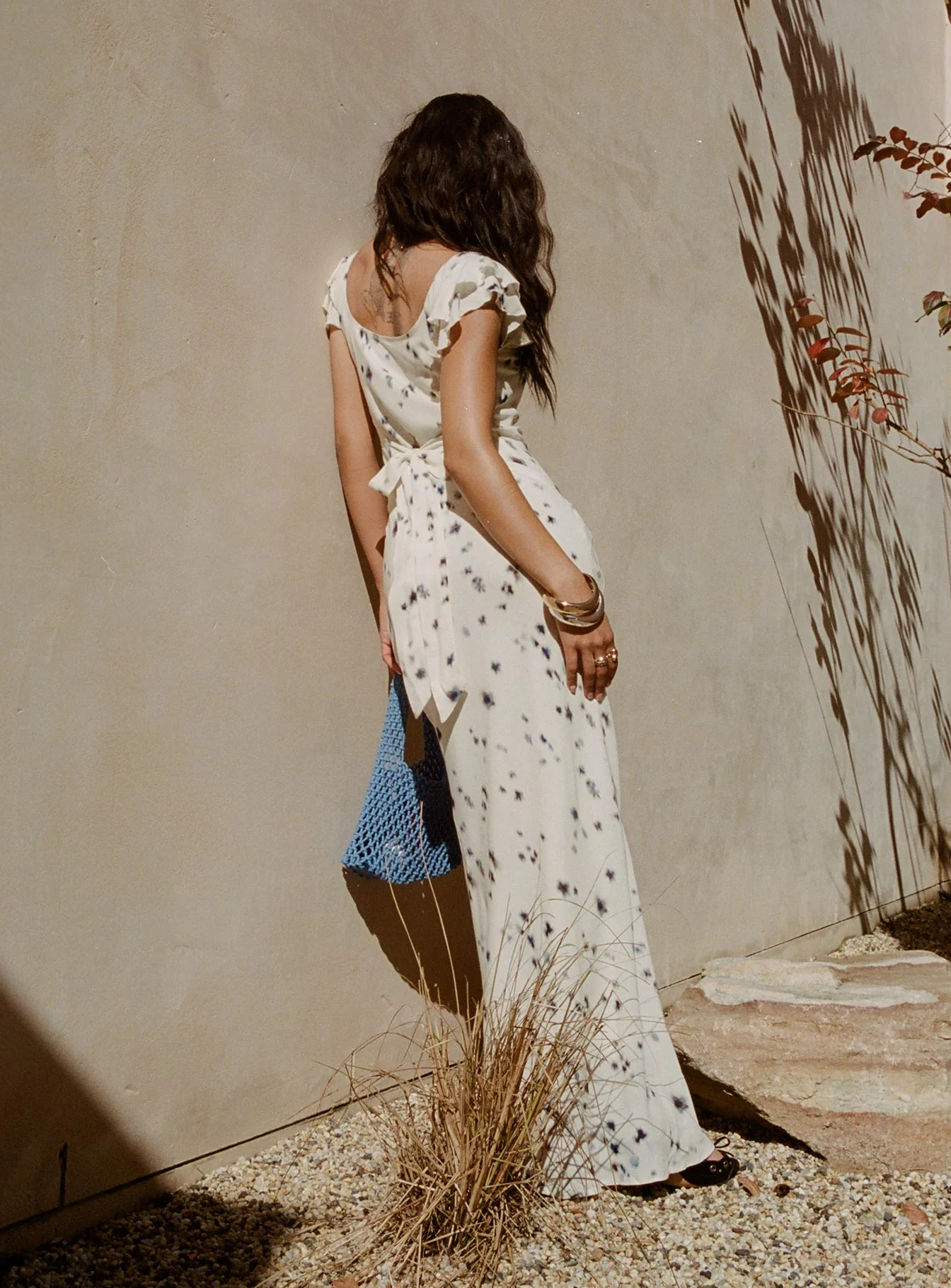 Jontee Bias Cut Maxi Dress Cream Floral - Image 2