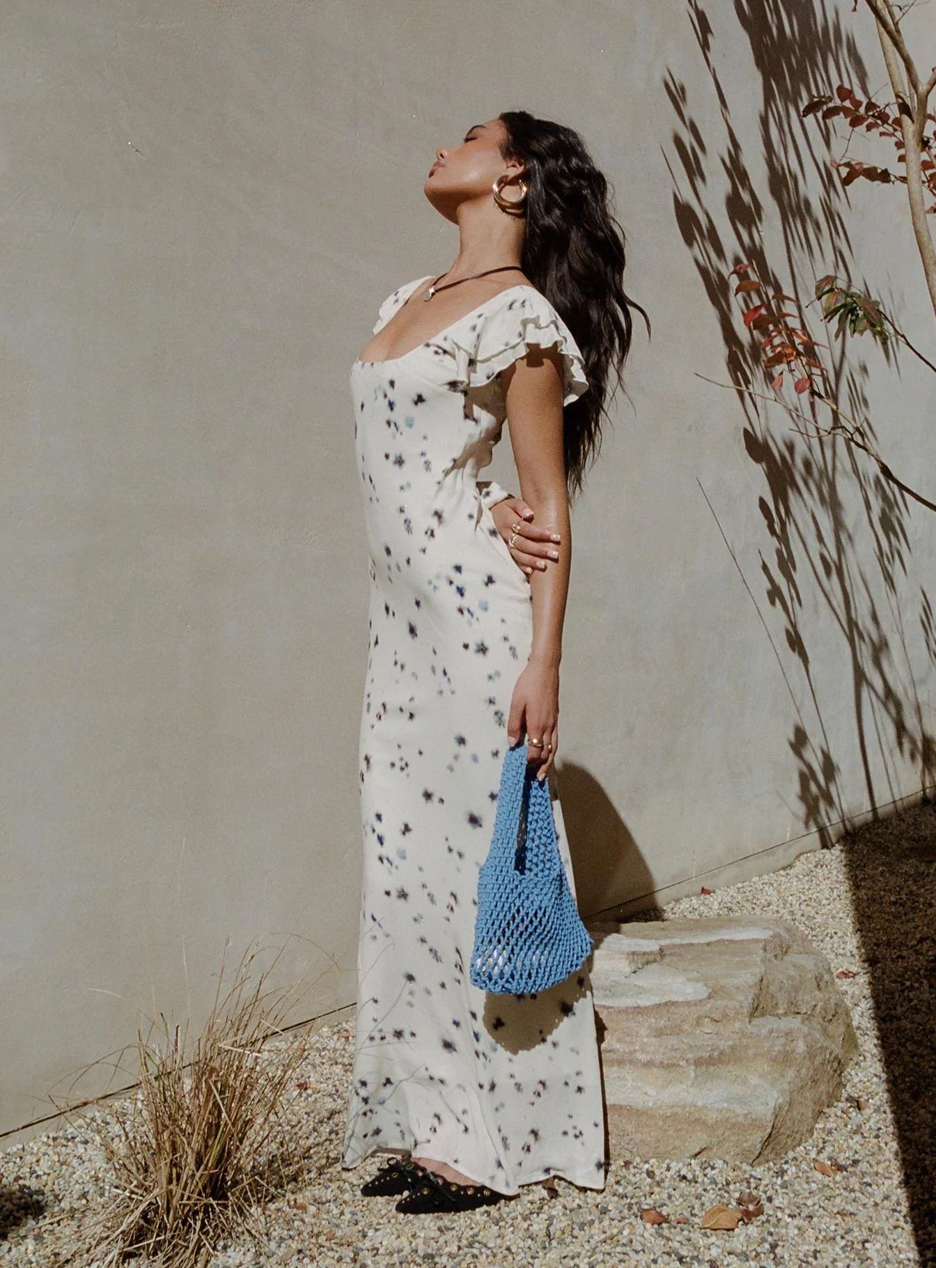 Jontee Bias Cut Maxi Dress Cream Floral - Image 4