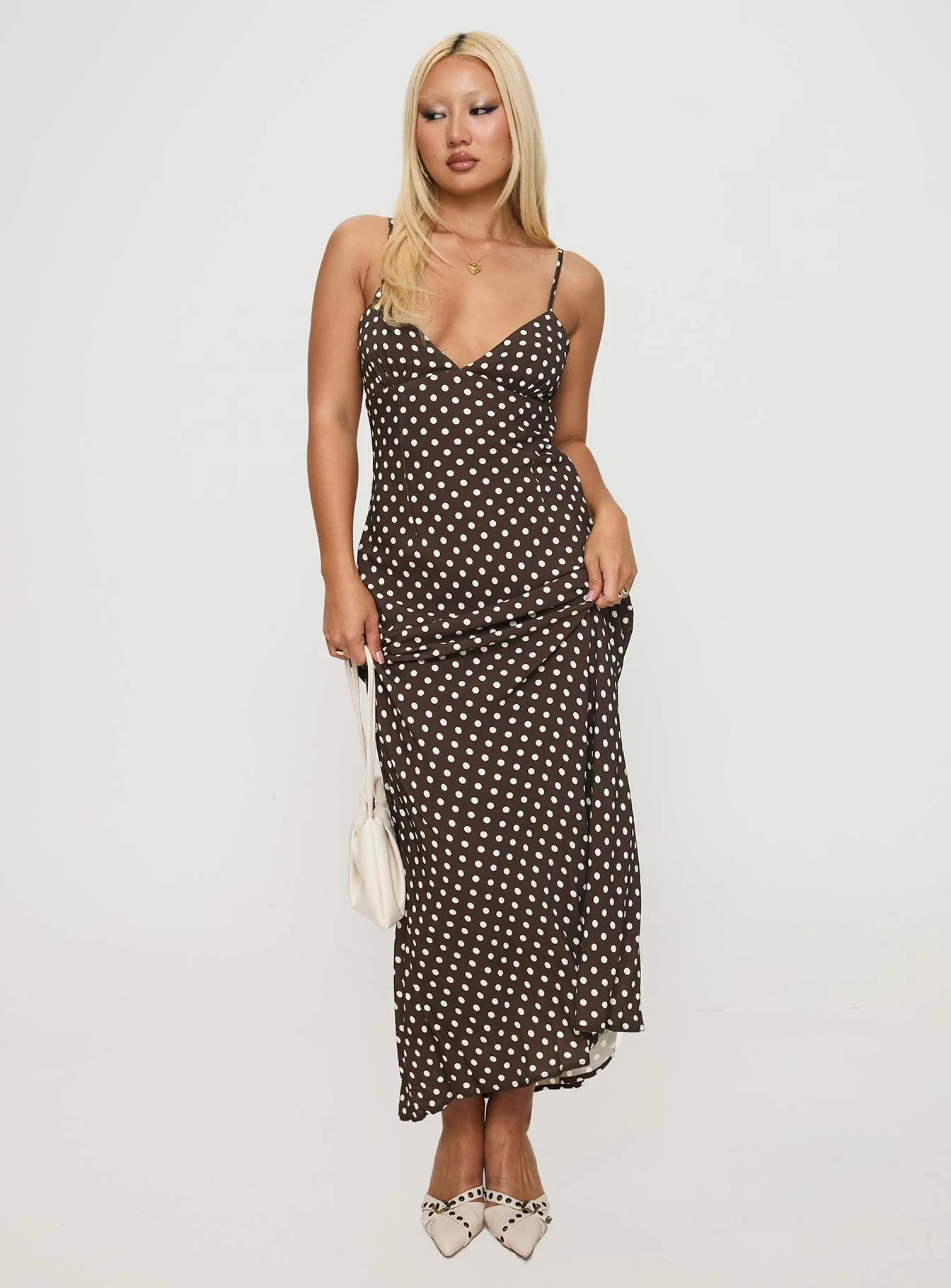 Jorjana Maxi Dress Brown / White Polka Dot - Image 3