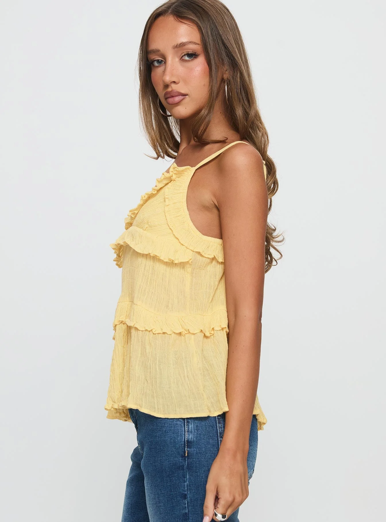 Jorjia Ruffle Cami Top Yellow - Image 4