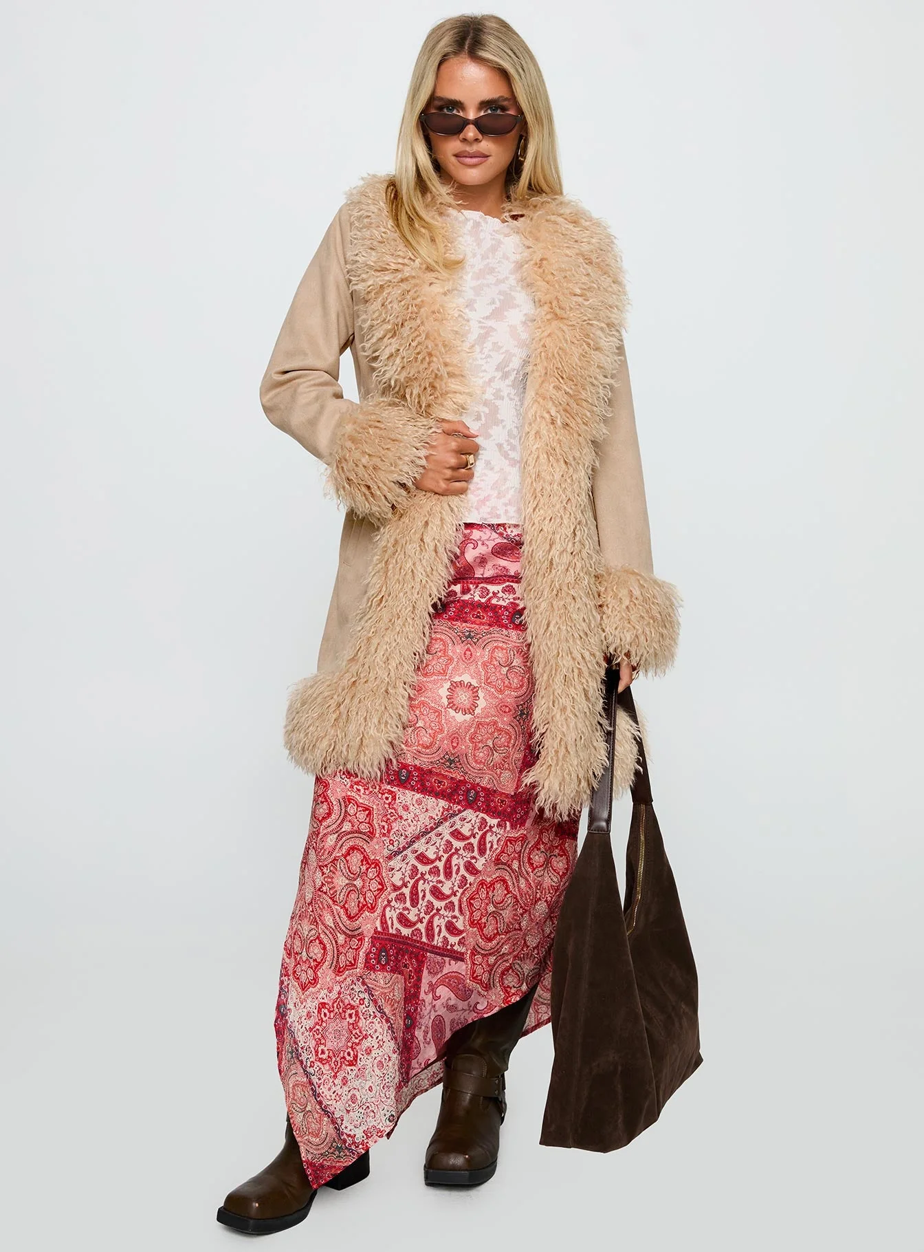Josefina Faux Fur Detail Jacket Beige - Image 2