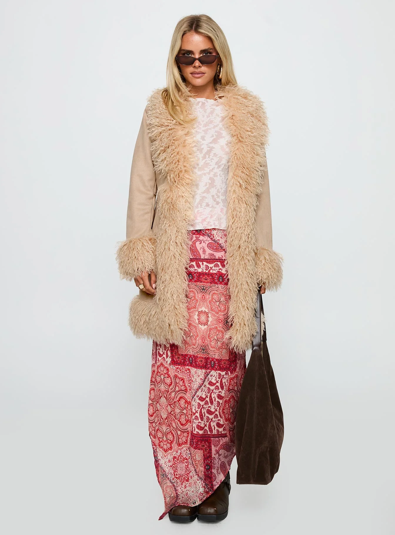 Josefina Faux Fur Detail Jacket Beige - Image 7