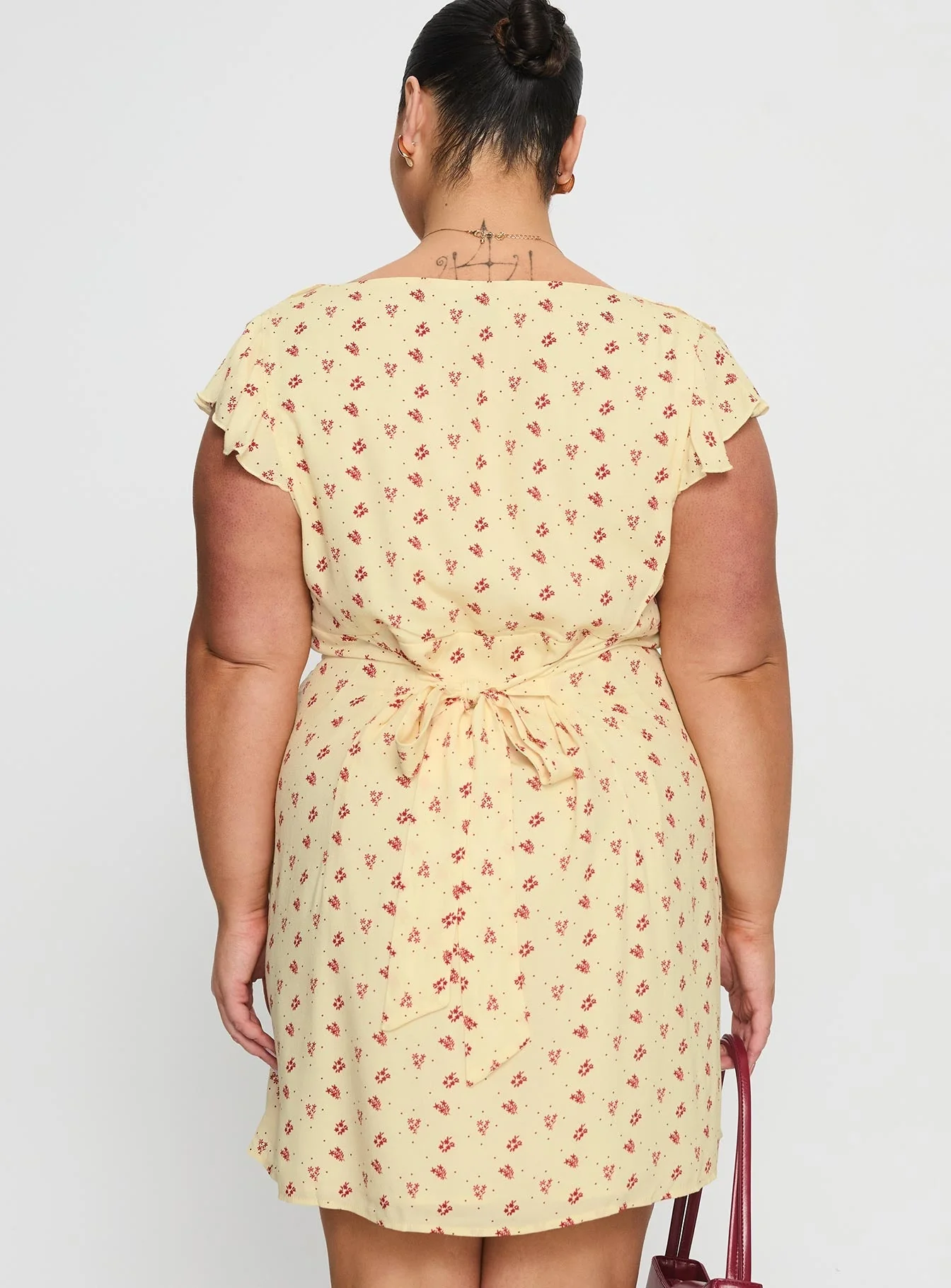 Just Me And You Frill Mini Dress Yellow Floral Curve - Image 5