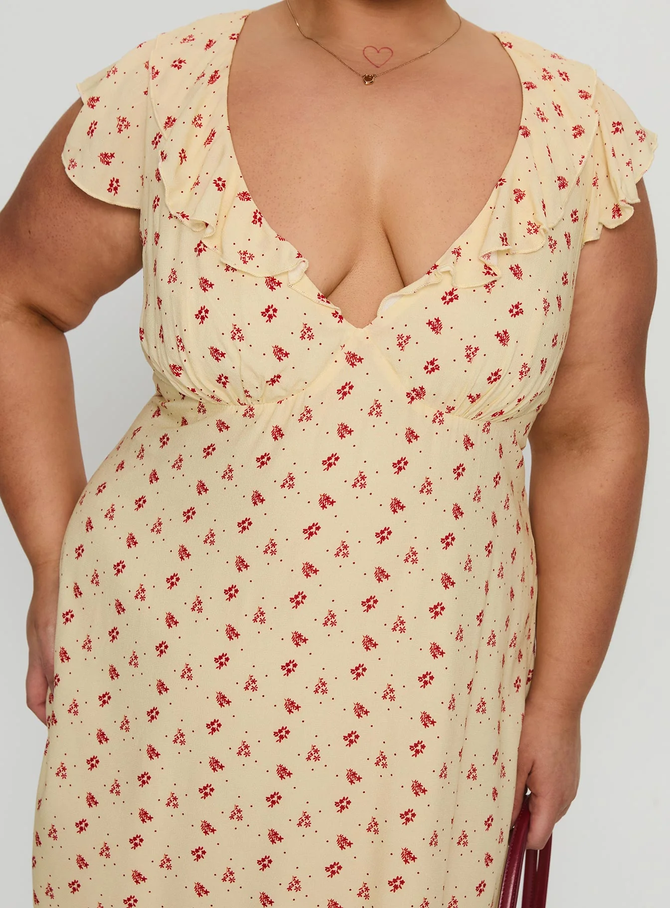 Just Me And You Frill Mini Dress Yellow Floral Curve - Image 6