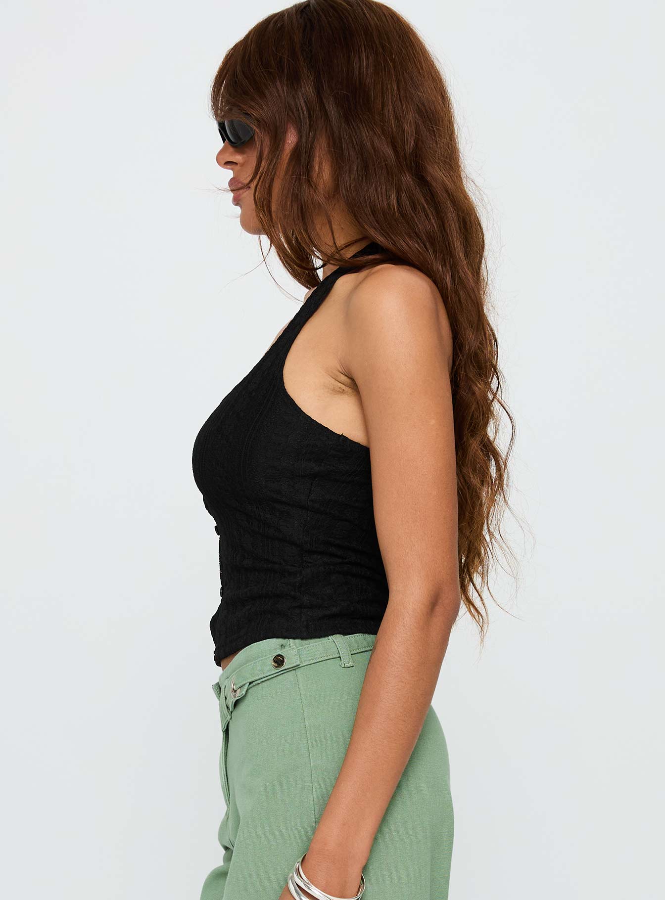 Just Talk Button Up Top Black - Image 3
