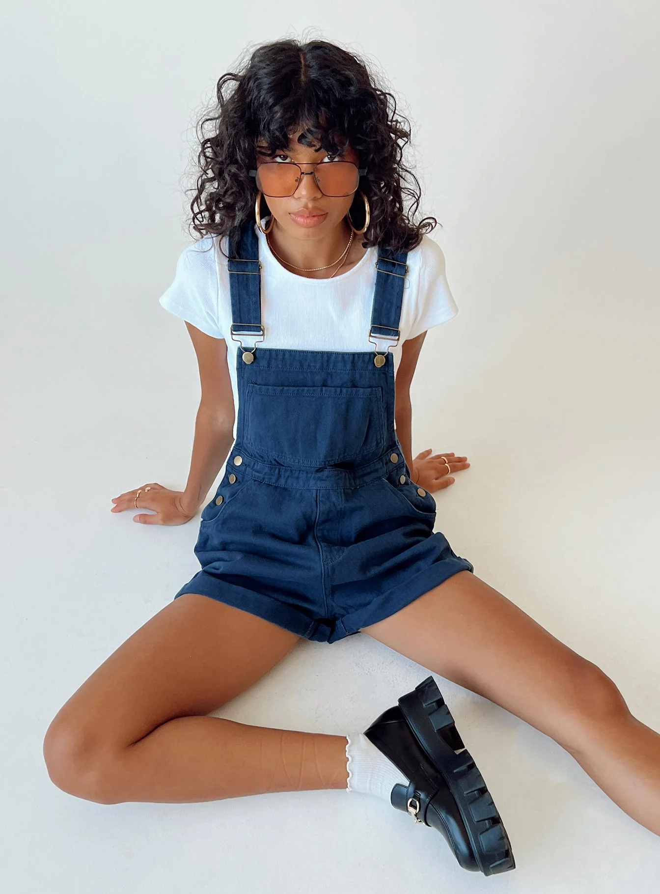 Kacey Short Overalls Navy - Image 6