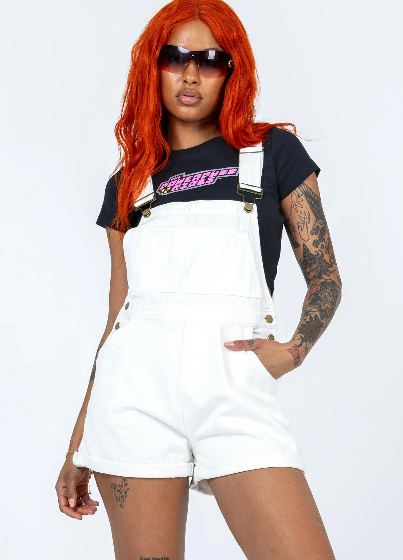 Kacey Short Overalls White - Image 2
