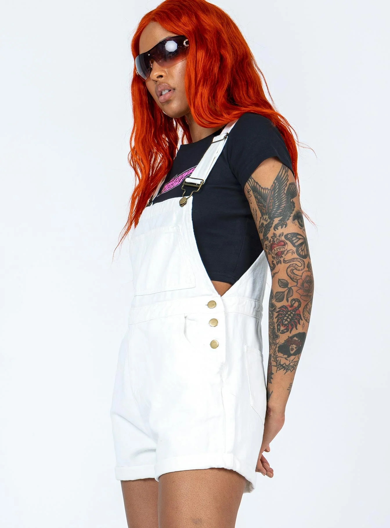 Kacey Short Overalls White - Image 4