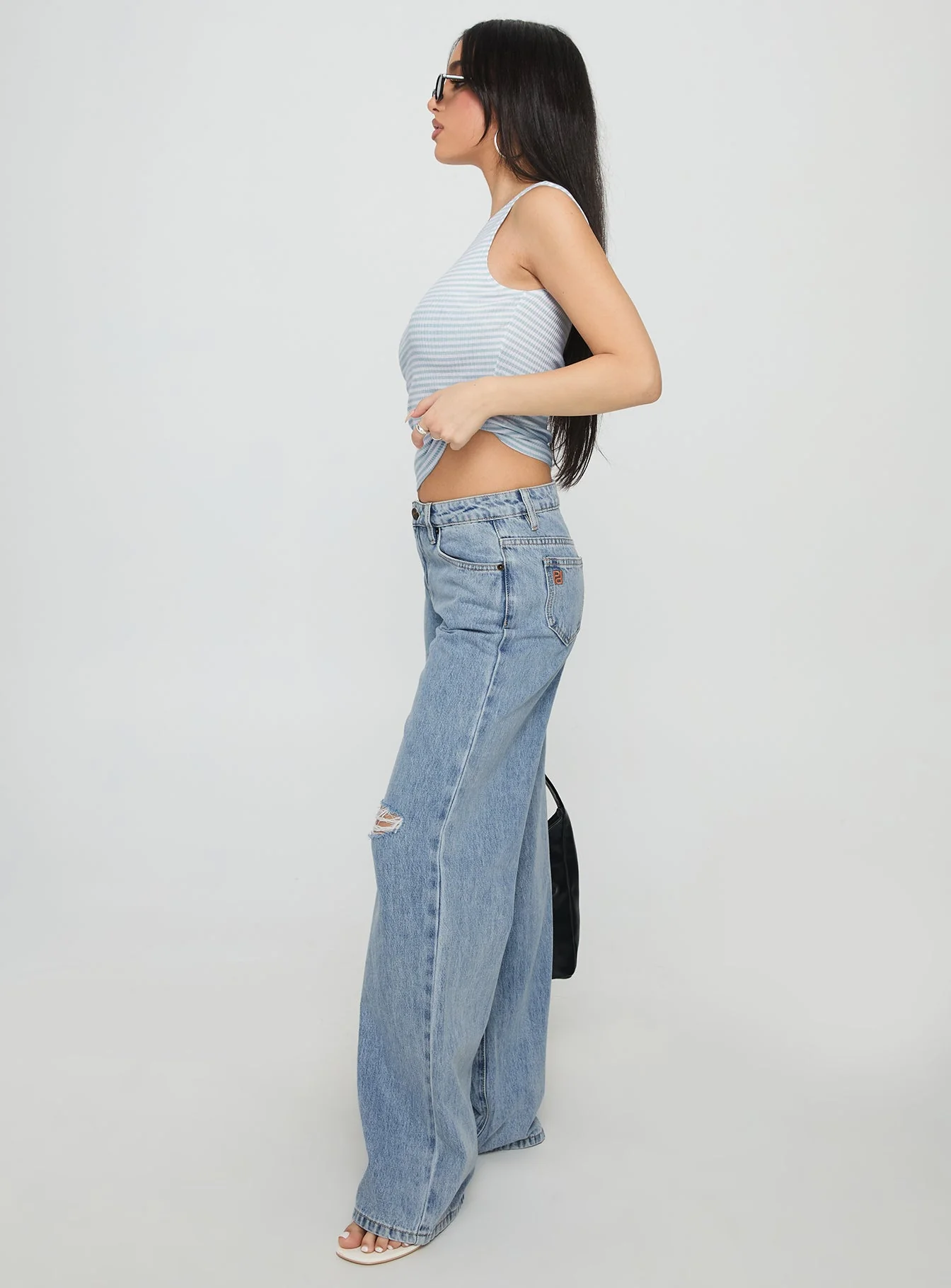Kadison Low Rise Straight Leg Jeans Mid Wash Blue - Image 4