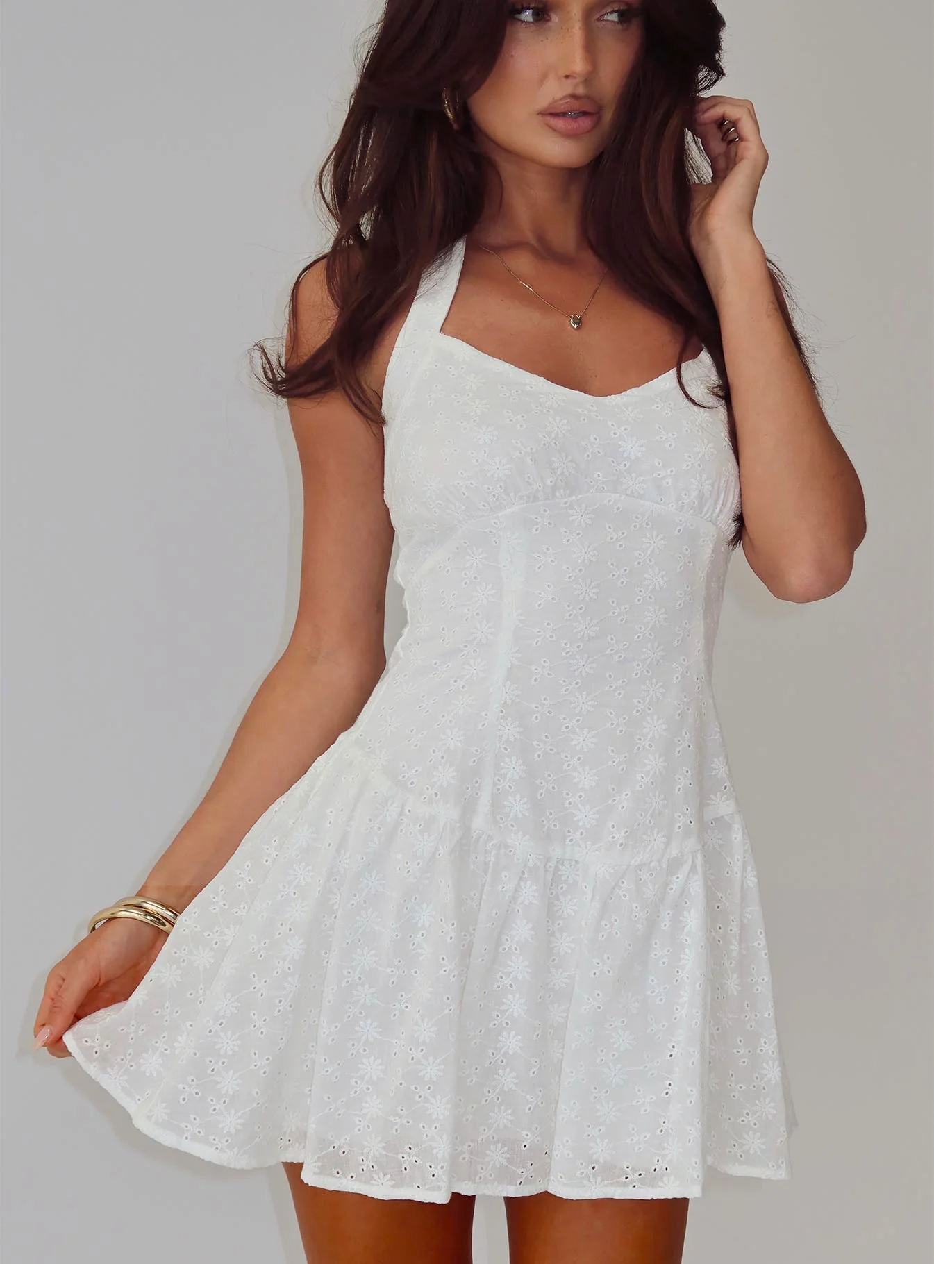 Kaesie Halter Mini Dress White - Image 8
