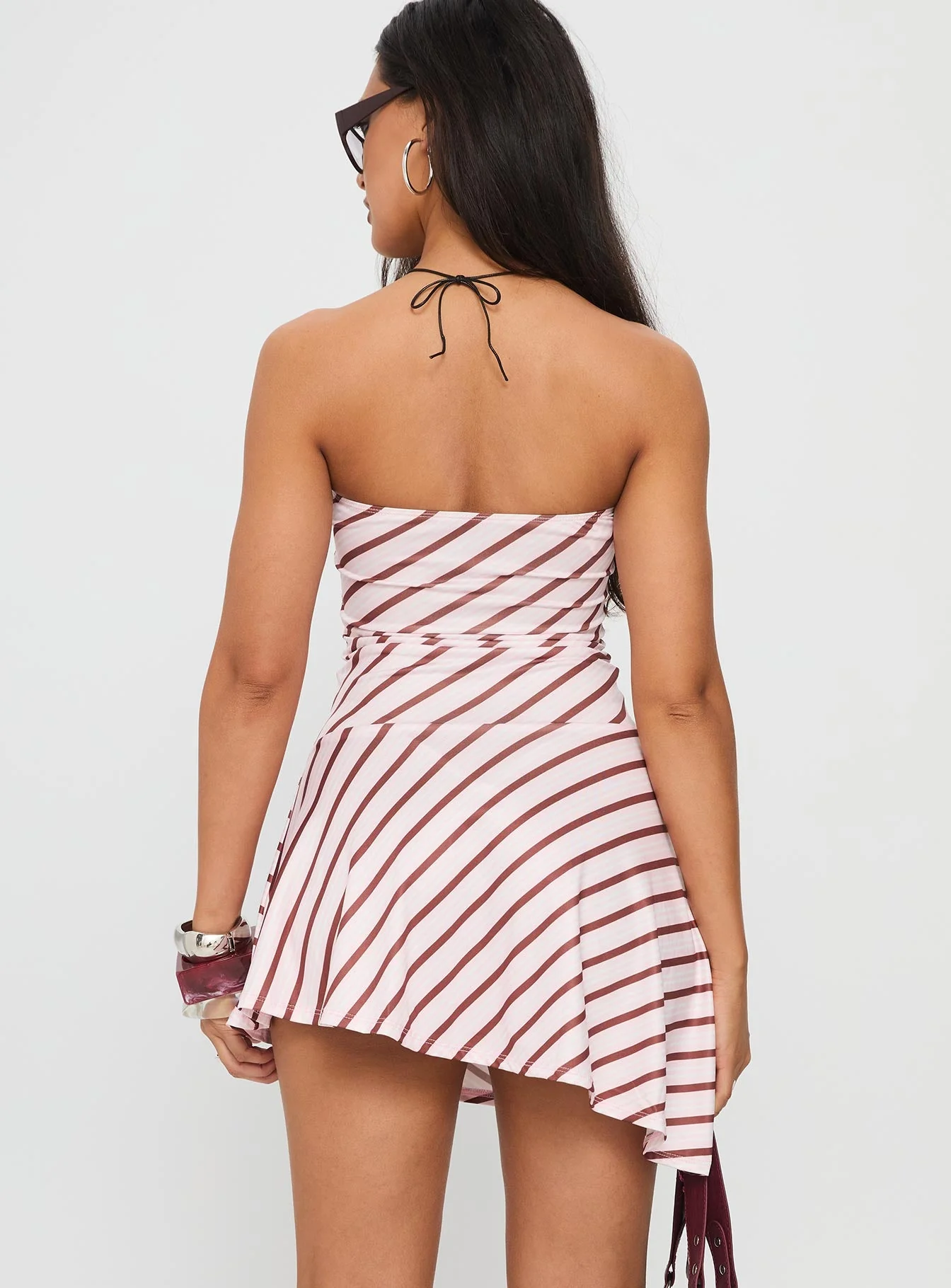 Kagari Dress Diagonal Stripe Pink - Image 5
