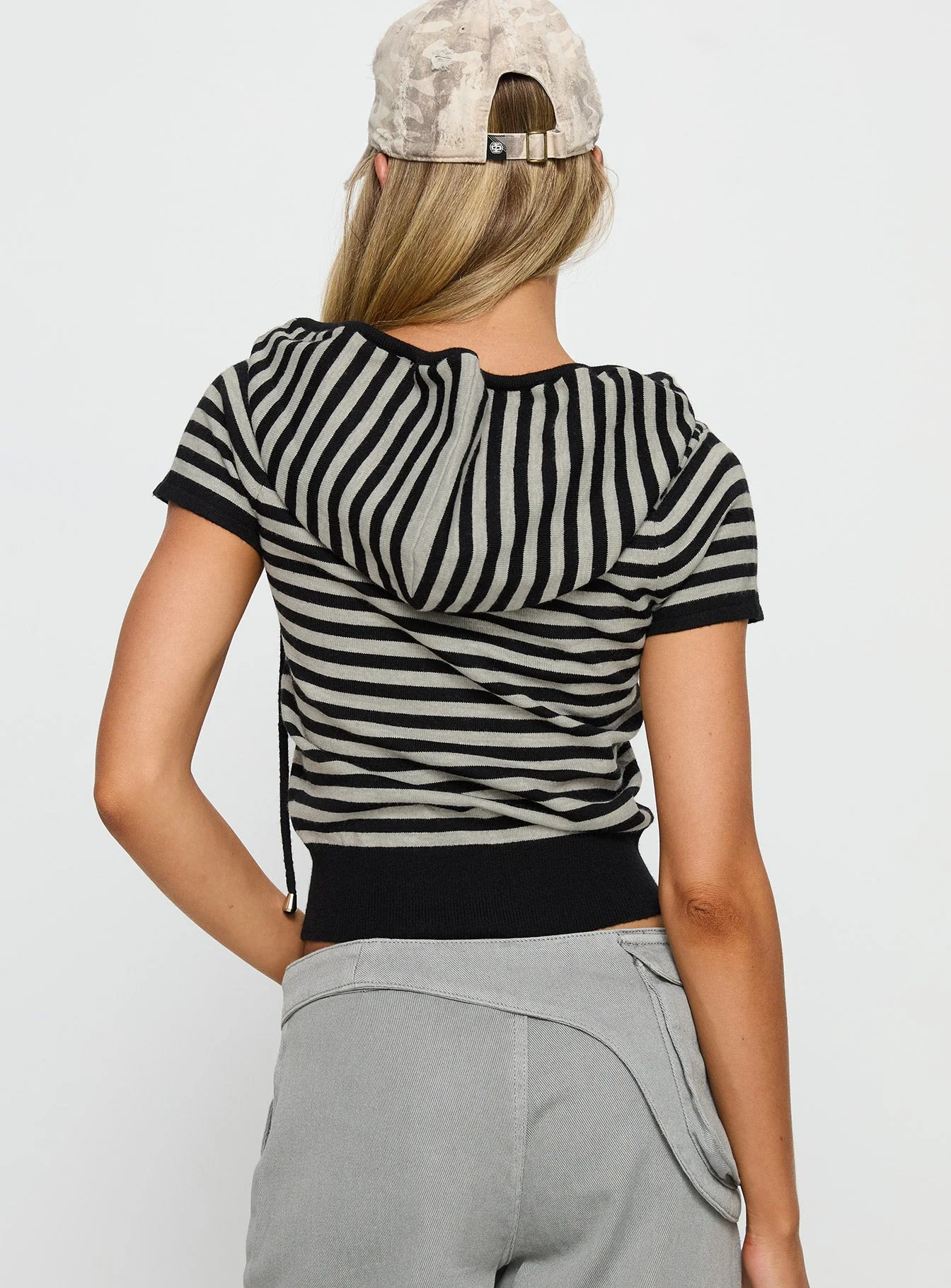 Kahlee Zip Through Hoodie Grey / Black Stripe - Image 5