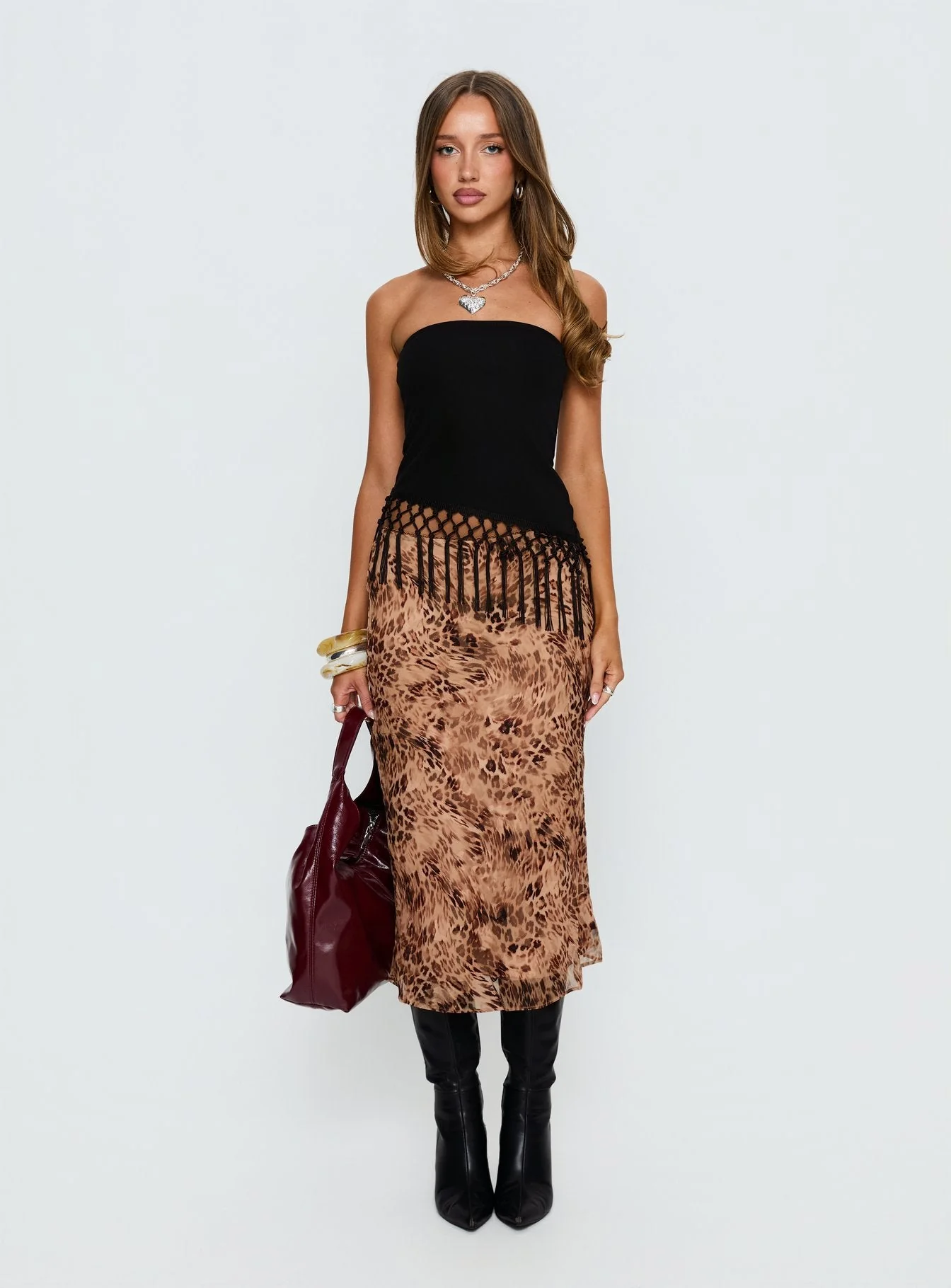 Kahlei Strapless Fringe Detail Top Black - Image 7