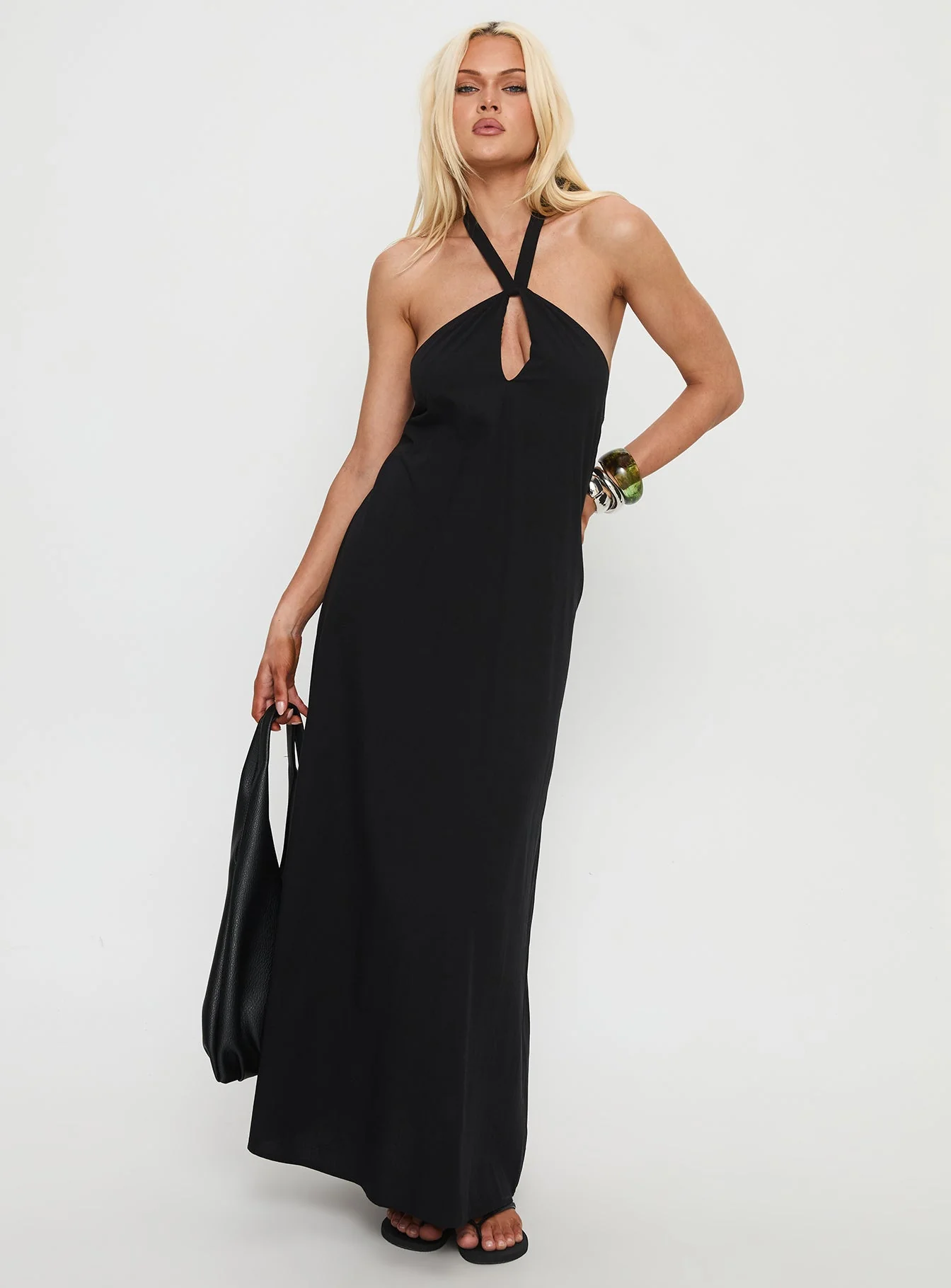 Kaiana Keyhole Halter Maxi Dress Black - Image 2