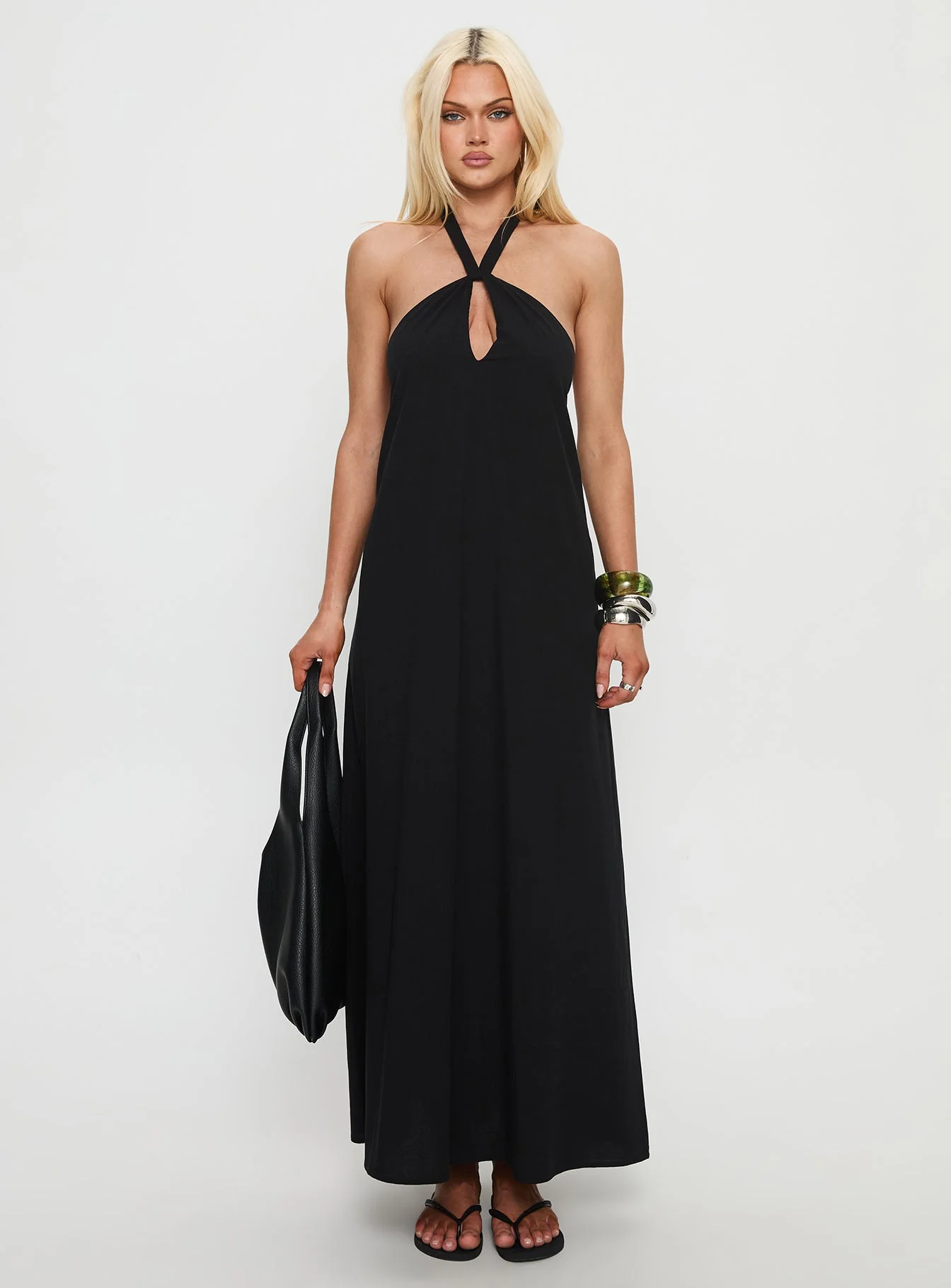 Kaiana Keyhole Halter Maxi Dress Black - Image 6
