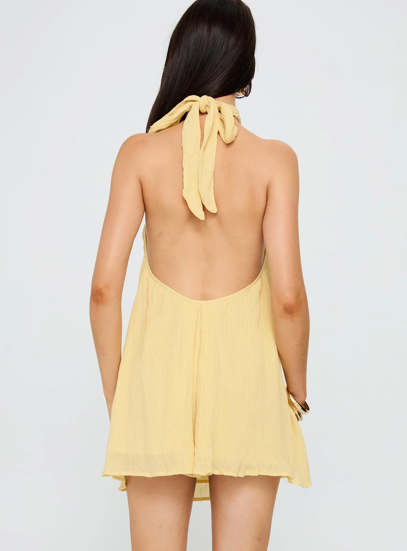 Kaiko Halter Mini Dress Yellow - Image 5