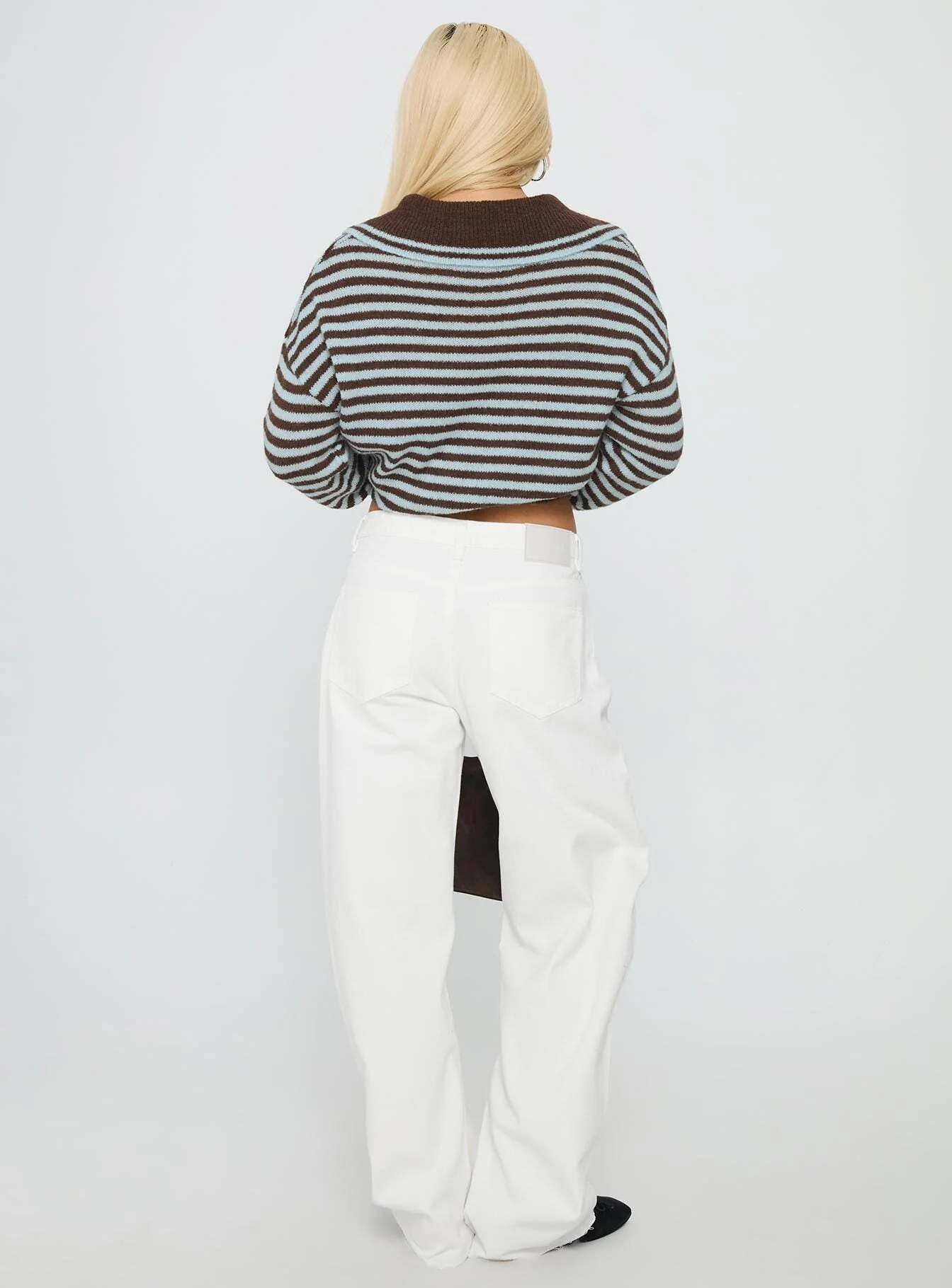 Kaio Mid Rise Barrel Leg Denim Jeans White - Image 5