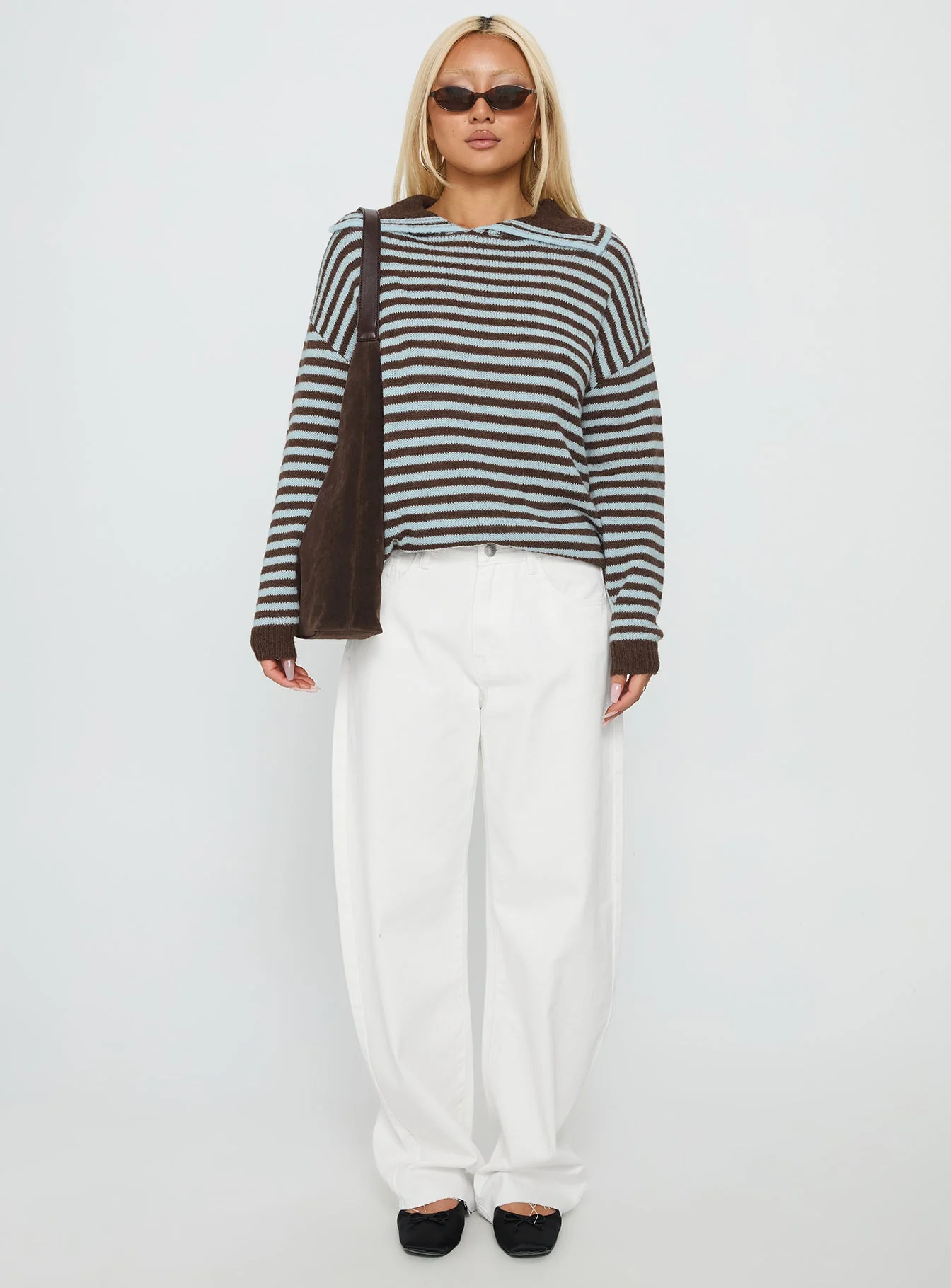 Kaio Mid Rise Barrel Leg Denim Jeans White - Image 7