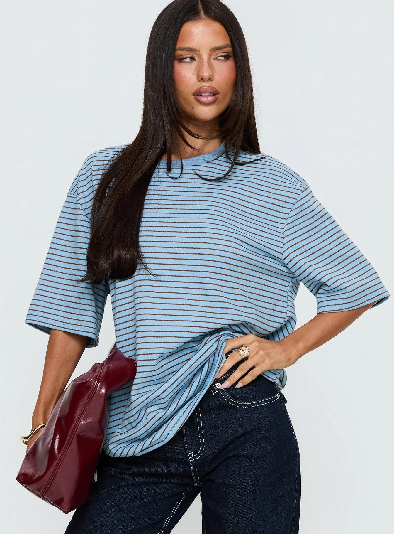 Kaitlan Short Sleeve Tee Blue Stripe - Image 2