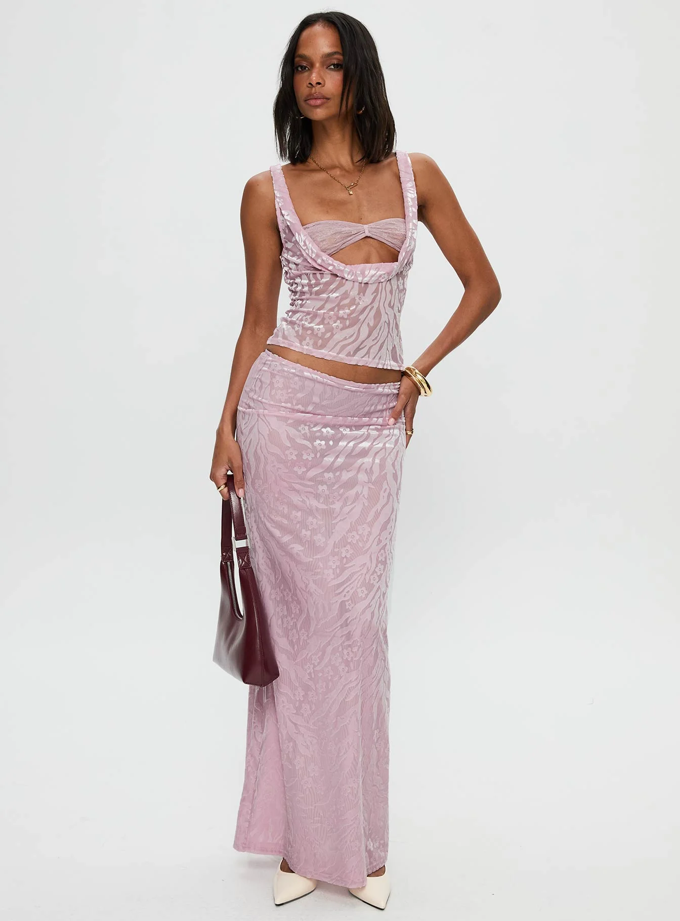 Kalei Maxi Skirt Pink Floral - Image 3