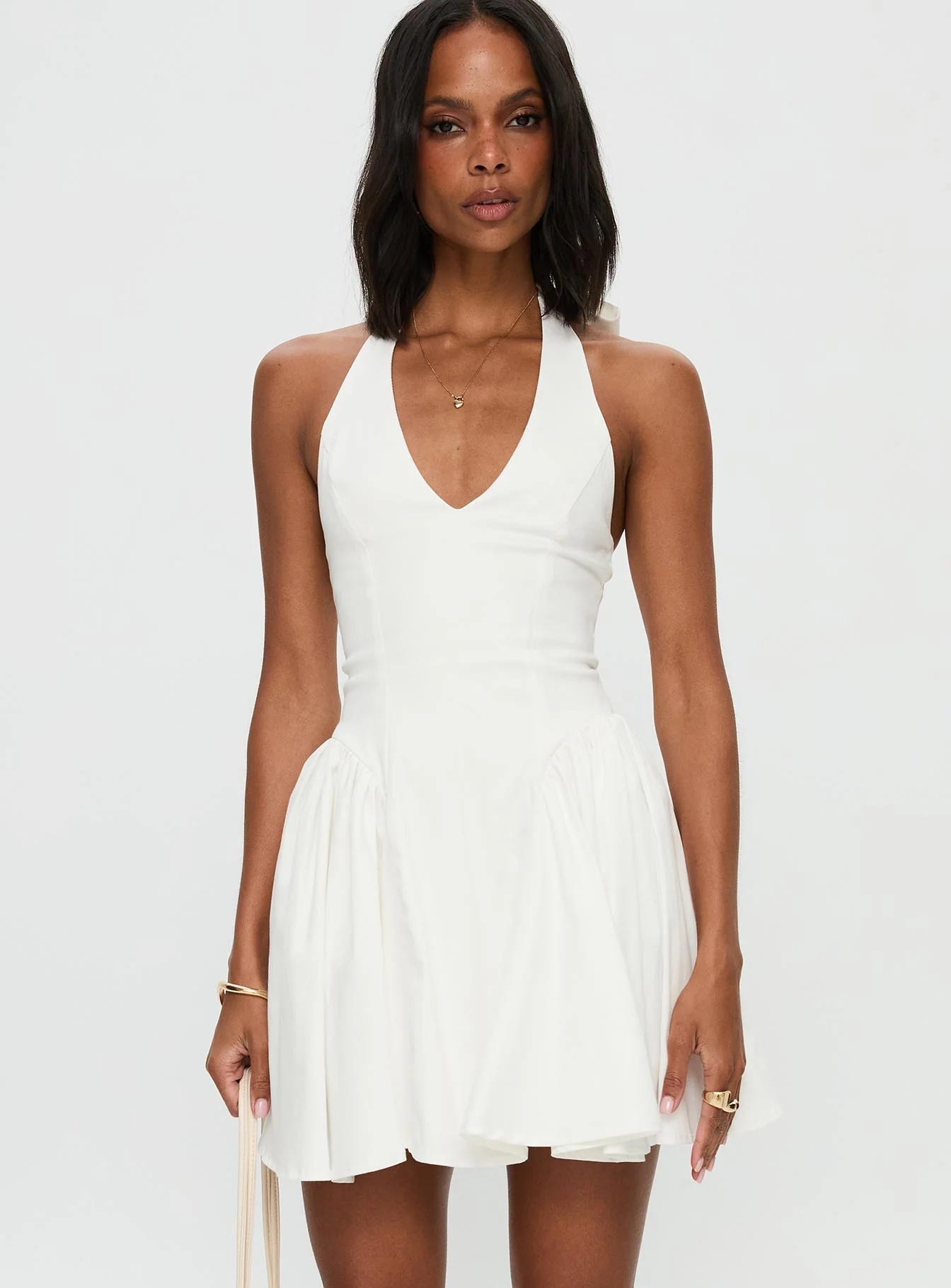 Karisse Halter Mini Dress White - Image 2
