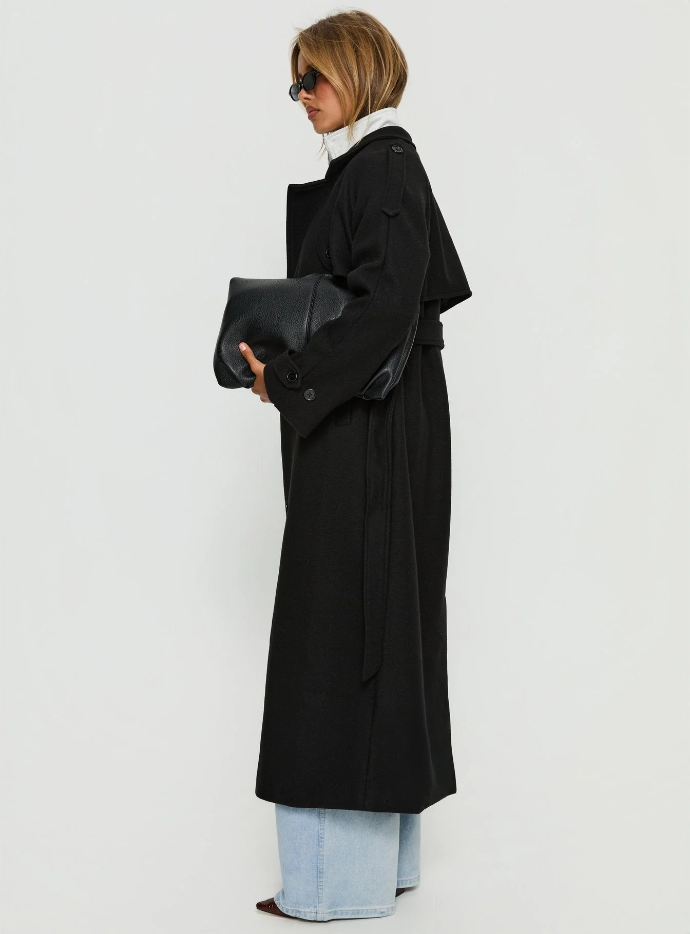 Rylanne Longline Trench Coat Black - Image 3