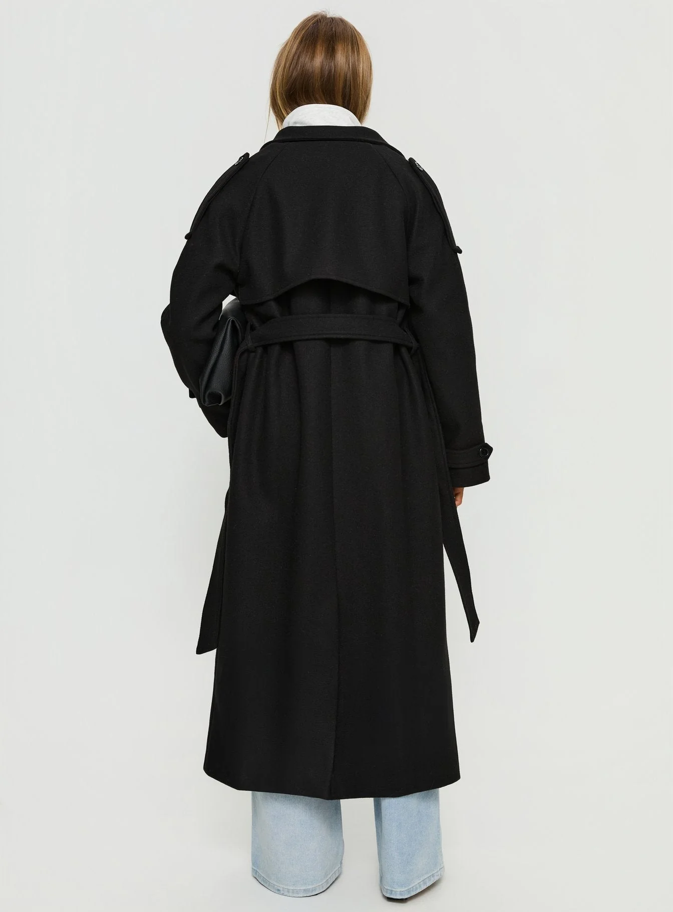Rylanne Longline Trench Coat Black - Image 4