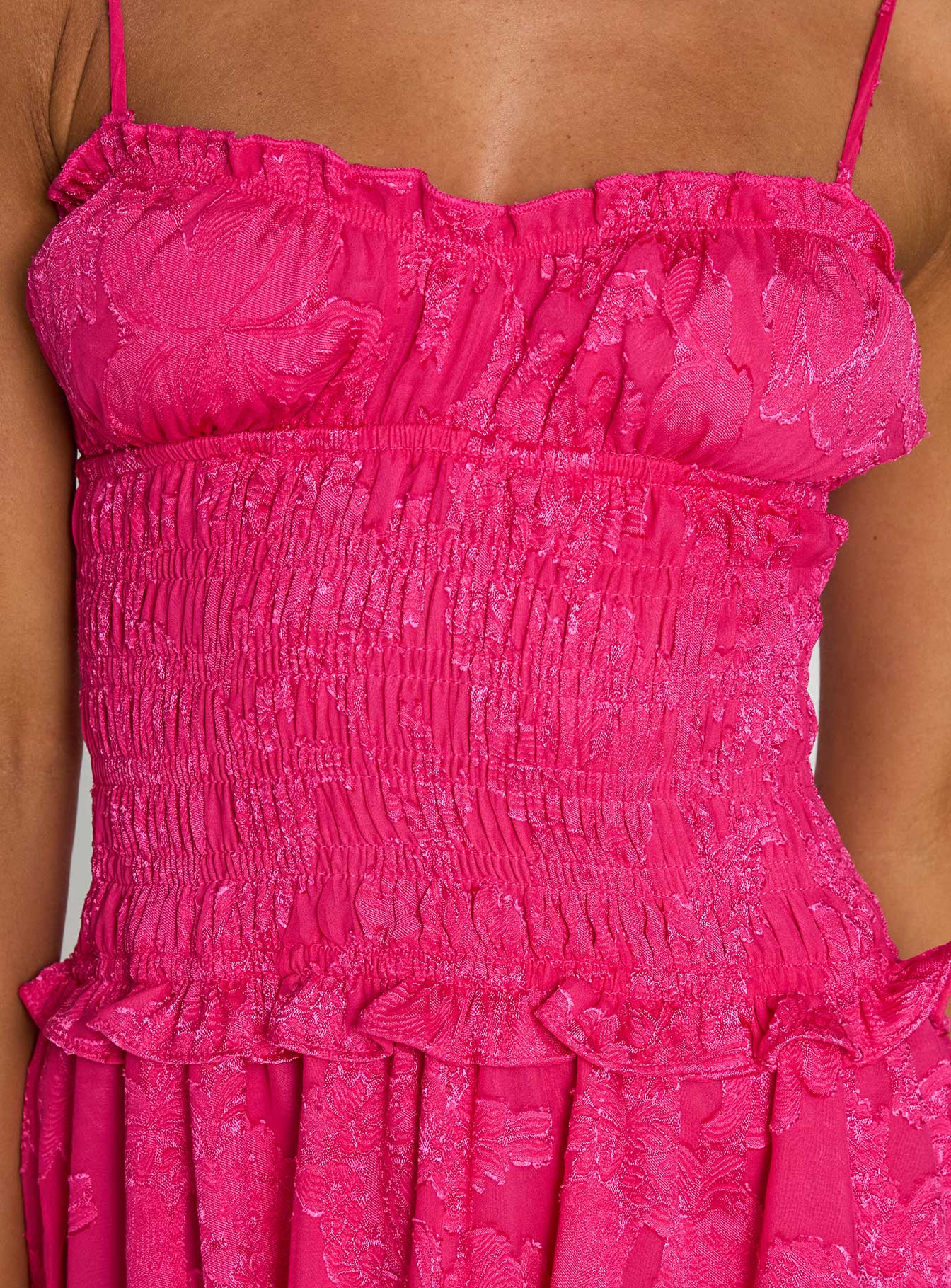 Karmic Shirred Mini Dress Magenta - Image 5