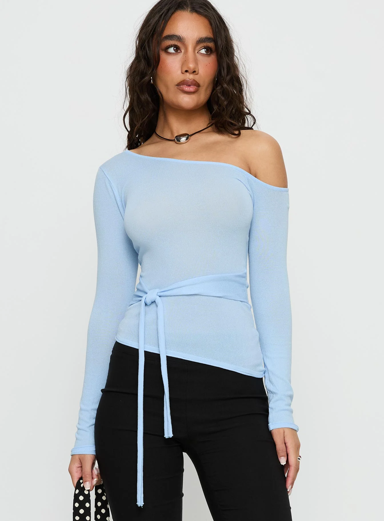 Kastor One Shoulder Long Sleeve Top Blue - Image 2