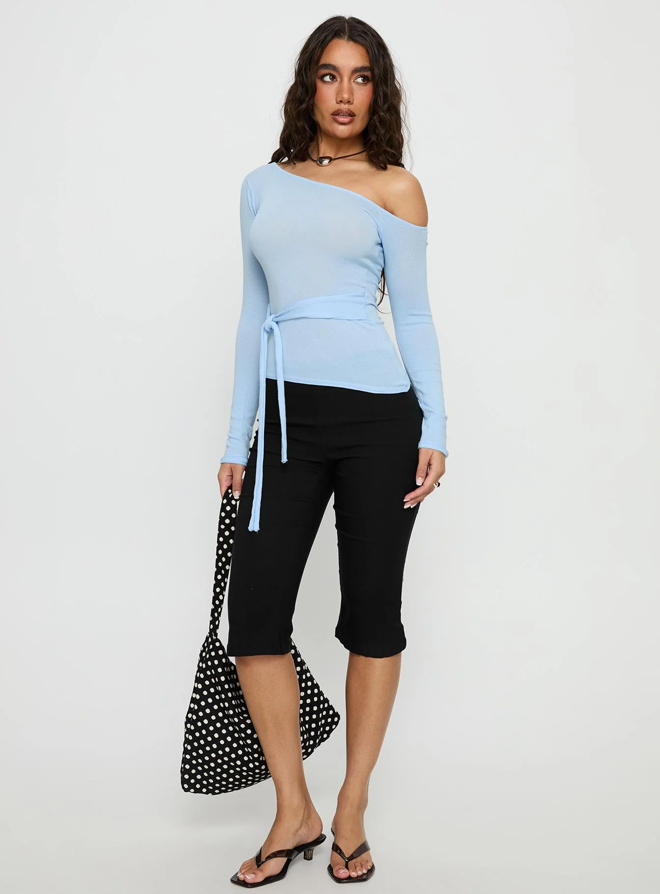 Kastor One Shoulder Long Sleeve Top Blue - Image 3