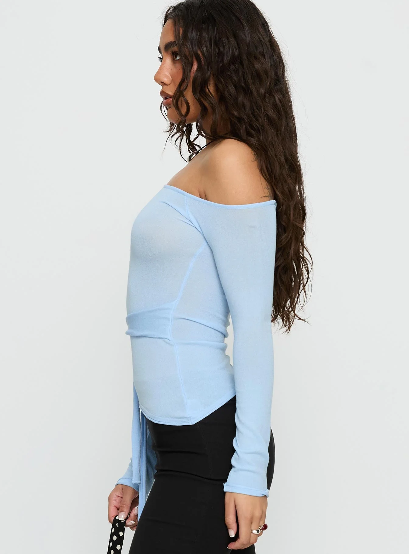 Kastor One Shoulder Long Sleeve Top Blue - Image 4