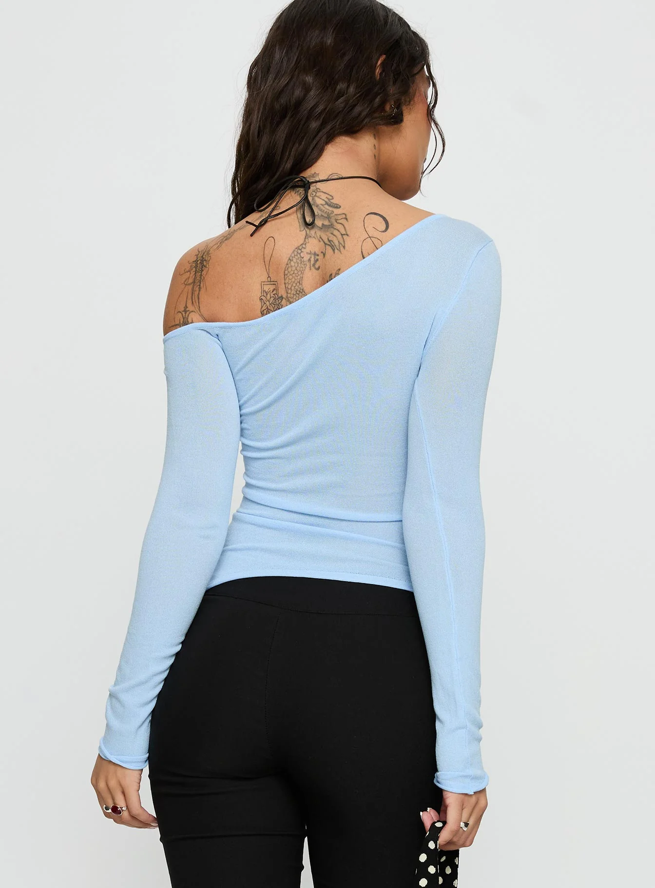 Kastor One Shoulder Long Sleeve Top Blue - Image 5