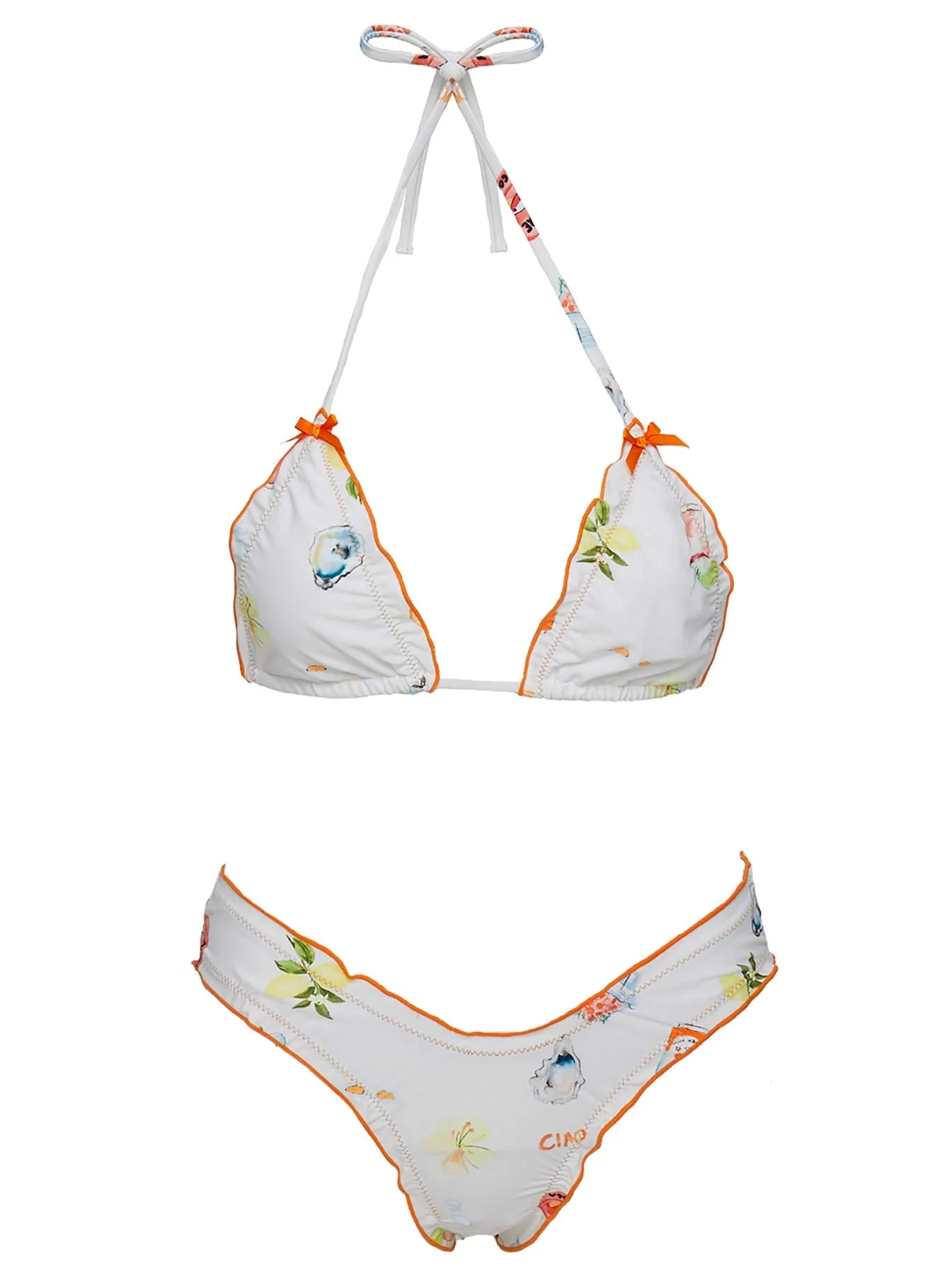 Kathrine High Cut Frill Bikini Bottoms White Multi - Image 5