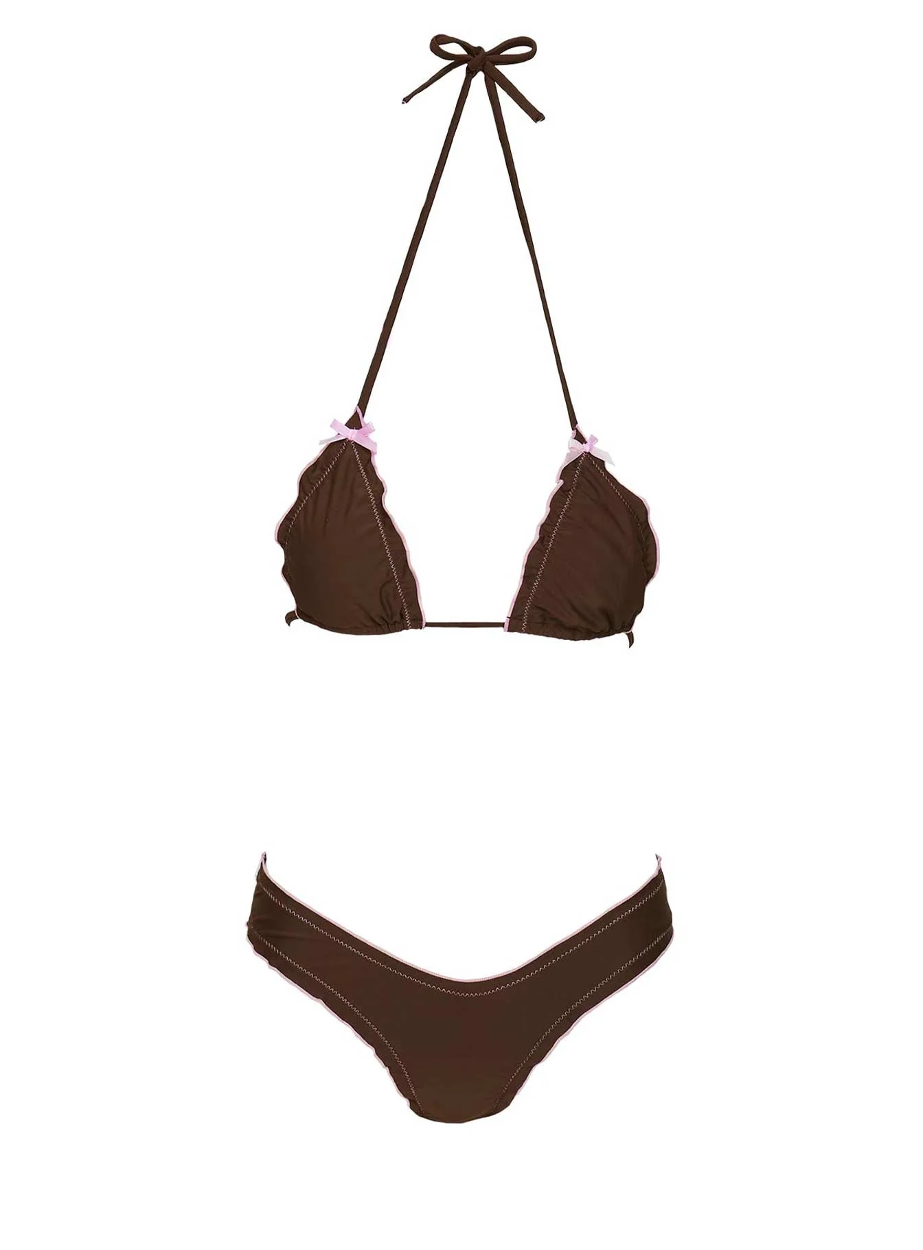 Kathrine Triangle Frill Bikini Top Brown - Image 5