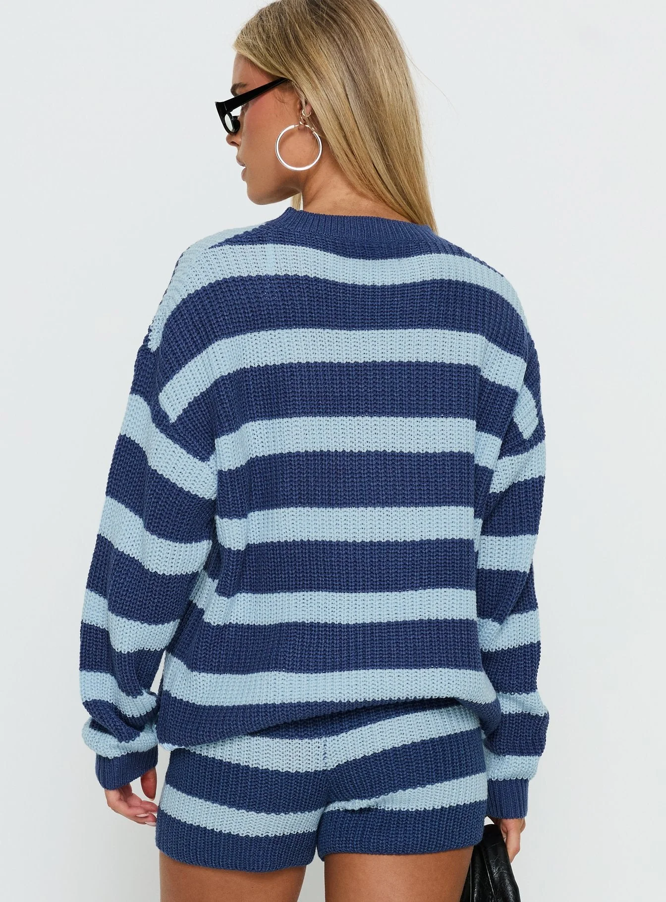 Kealin Crew Neck Knit Sweater Blue Stripe - Image 5