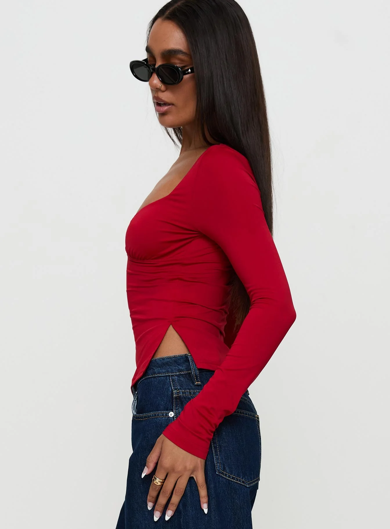 Keane Long Sleeve Top Red - Image 3