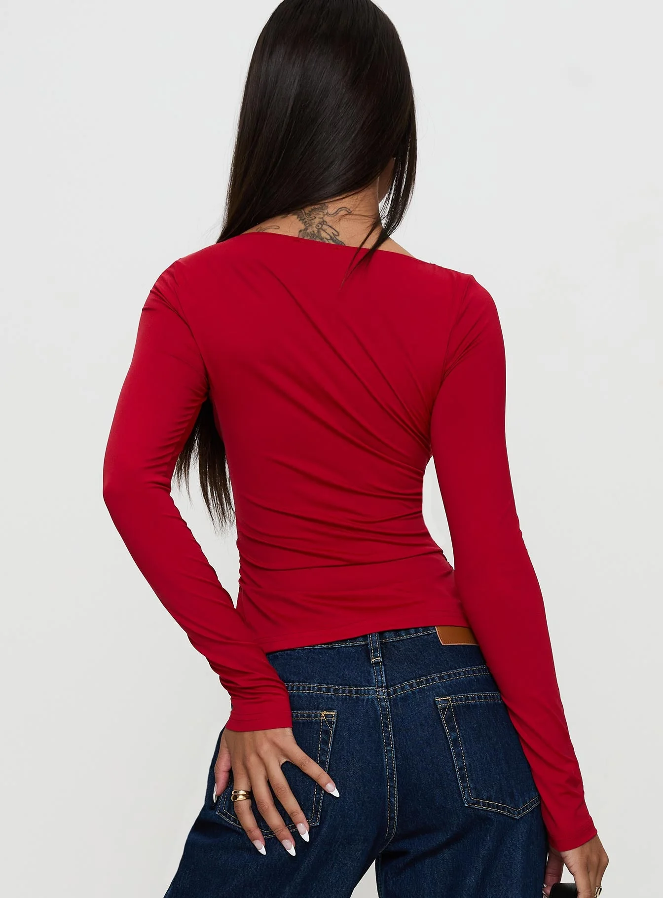 Keane Long Sleeve Top Red - Image 4