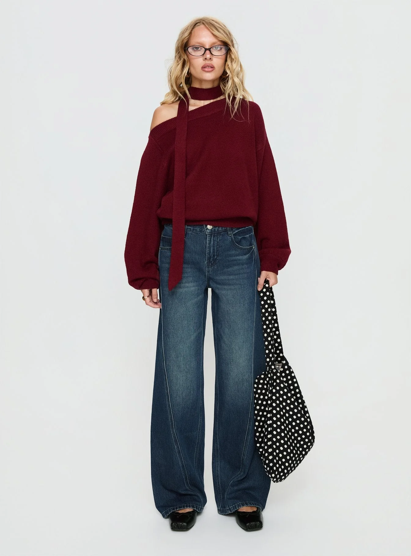 Kellsie High Rise Wide Leg Jeans Dark Blue Wash - Image 7