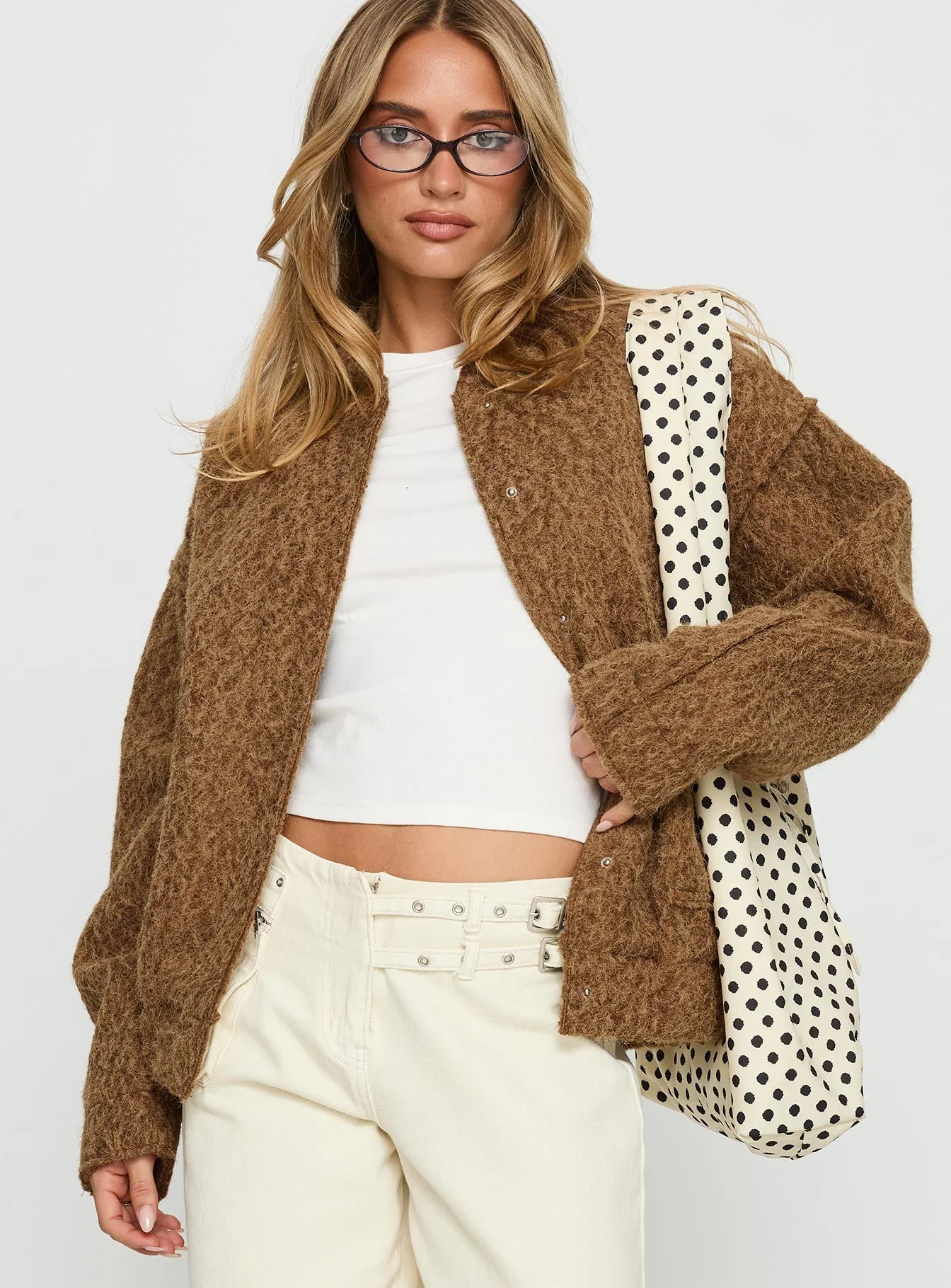 Kemberly Soft Textured Bomber Jacket Brown - Image 2