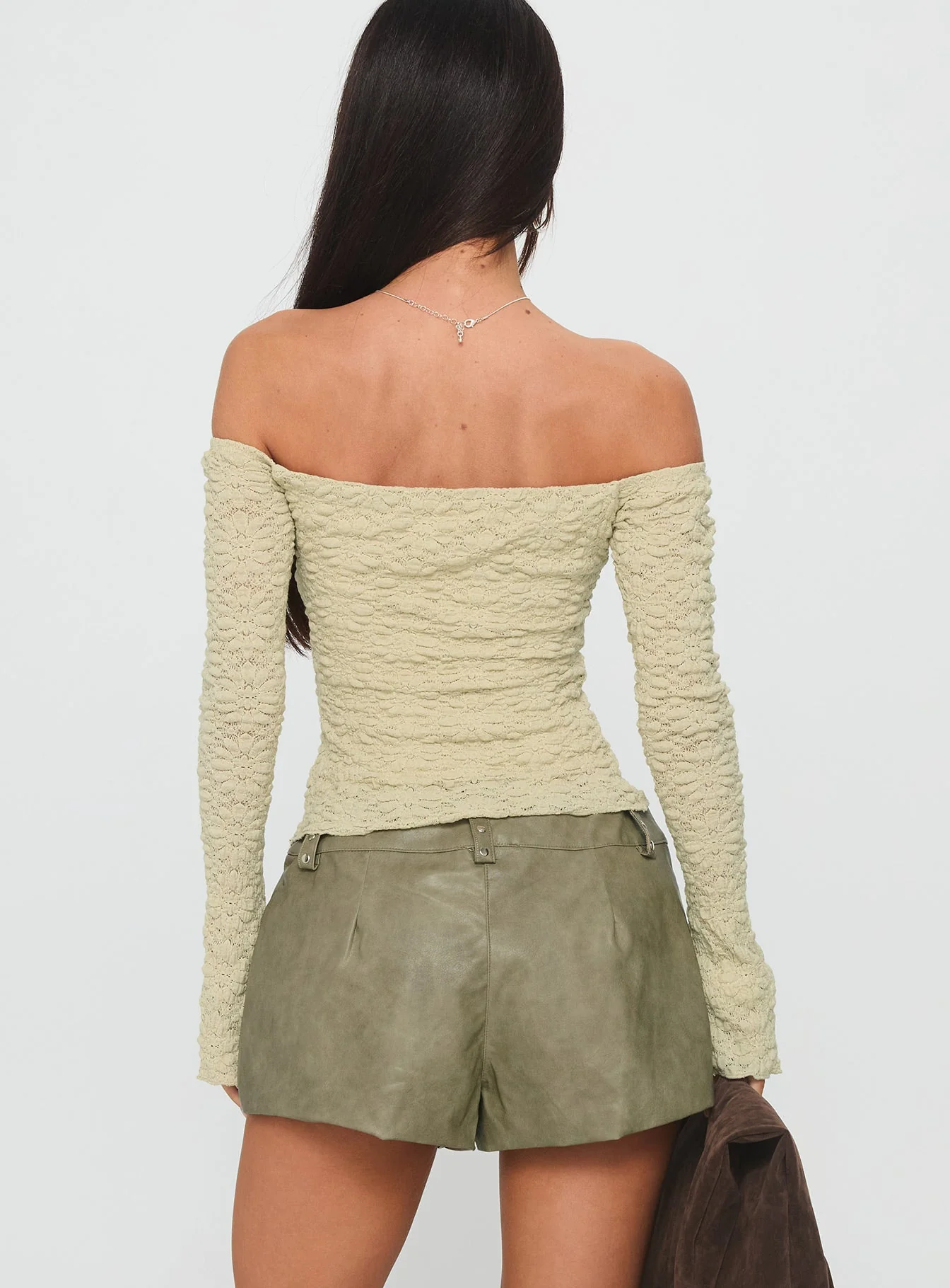 Kenickie Stud Micro Shorts Khaki - Image 5